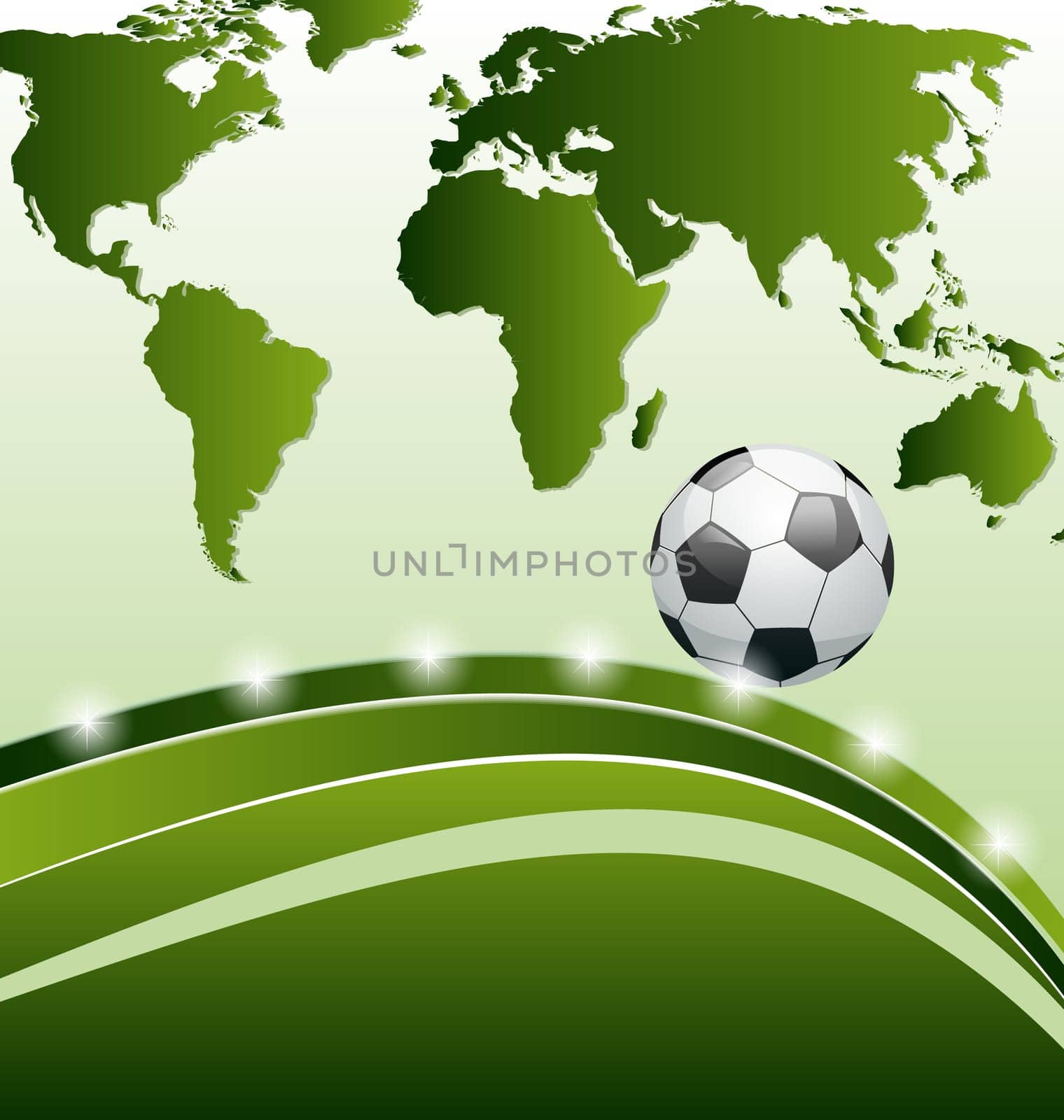 Illustration football background with ball for design card - vector