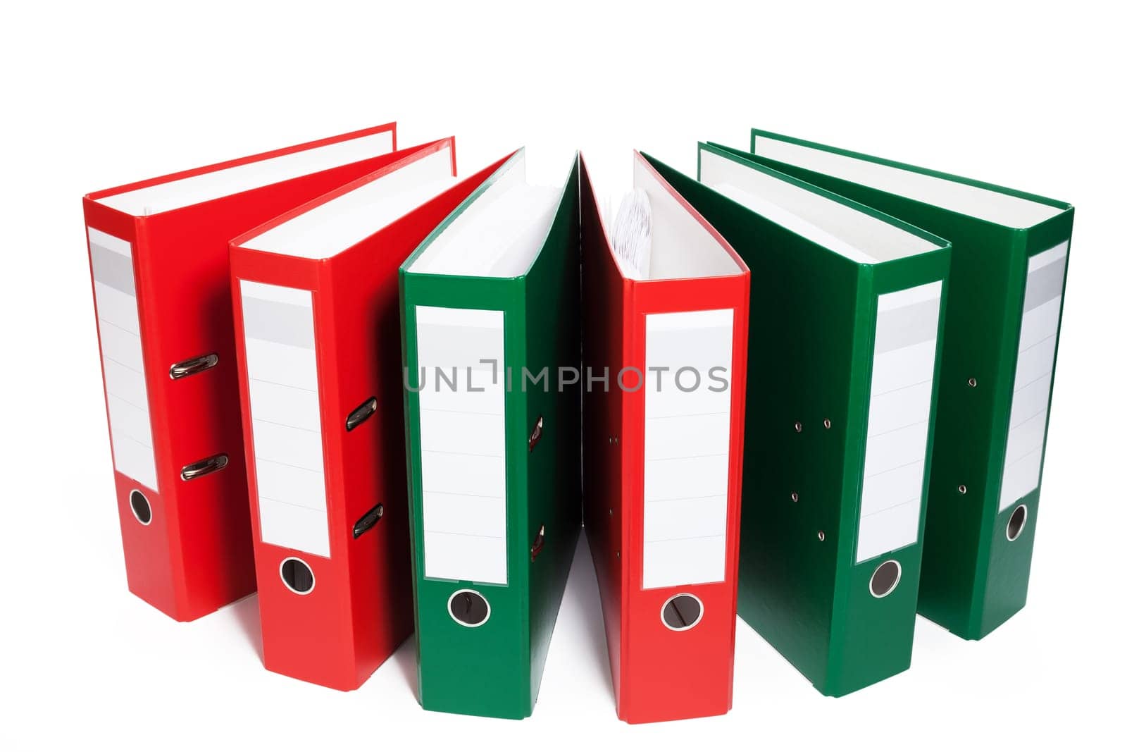 Ring stapler in semicircle on white background