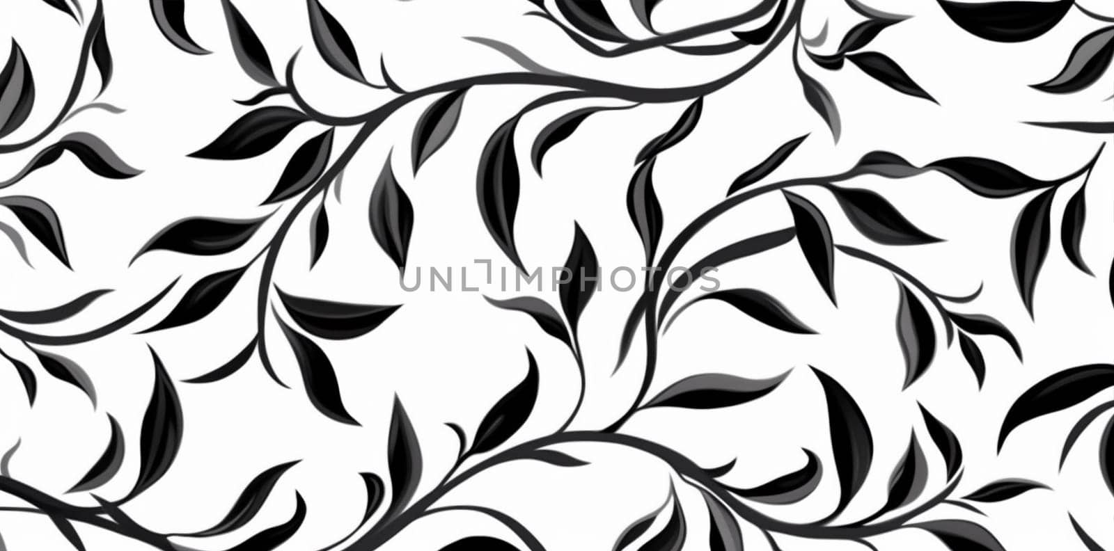 plant design decoration leaf floral wallpaper pattern black flower illustration. Generative AI. by Vichizh