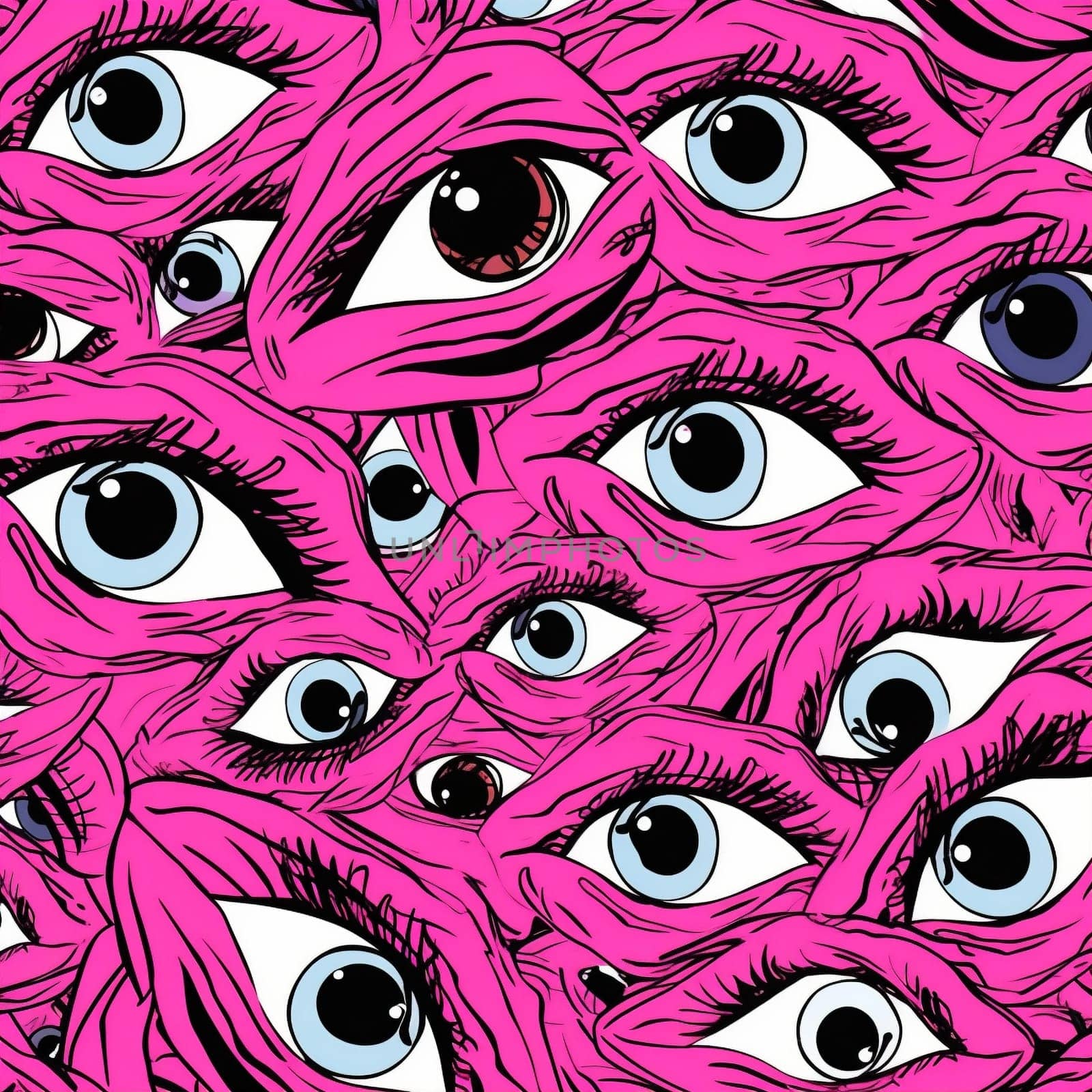 background art illustration pink pattern blue design eye seamless doodle abstract. Generative AI. by Vichizh