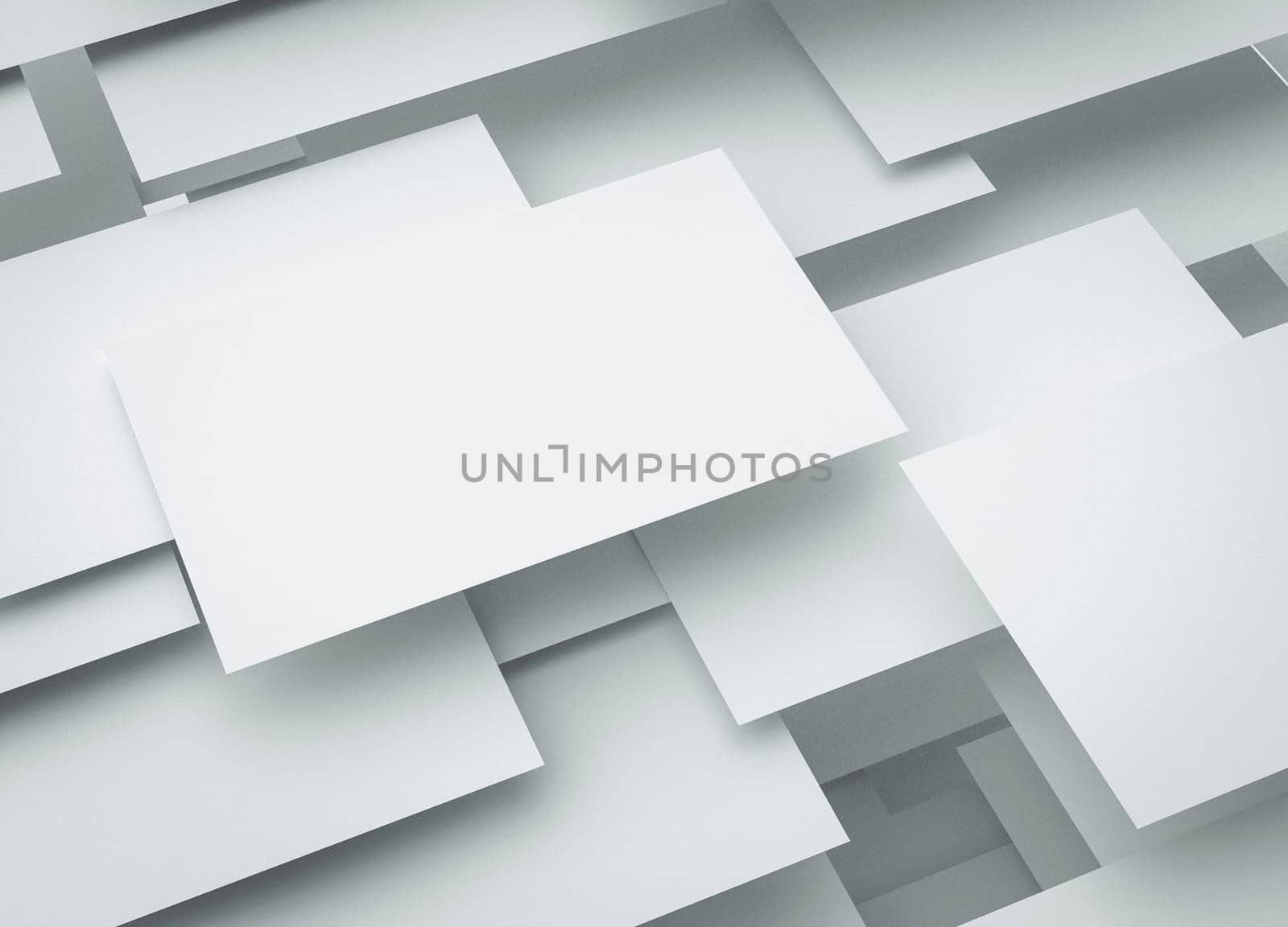 presentation of name card for business, standing out concepts among stack of floating card. 3d render, clipping path of top card is in jpg.