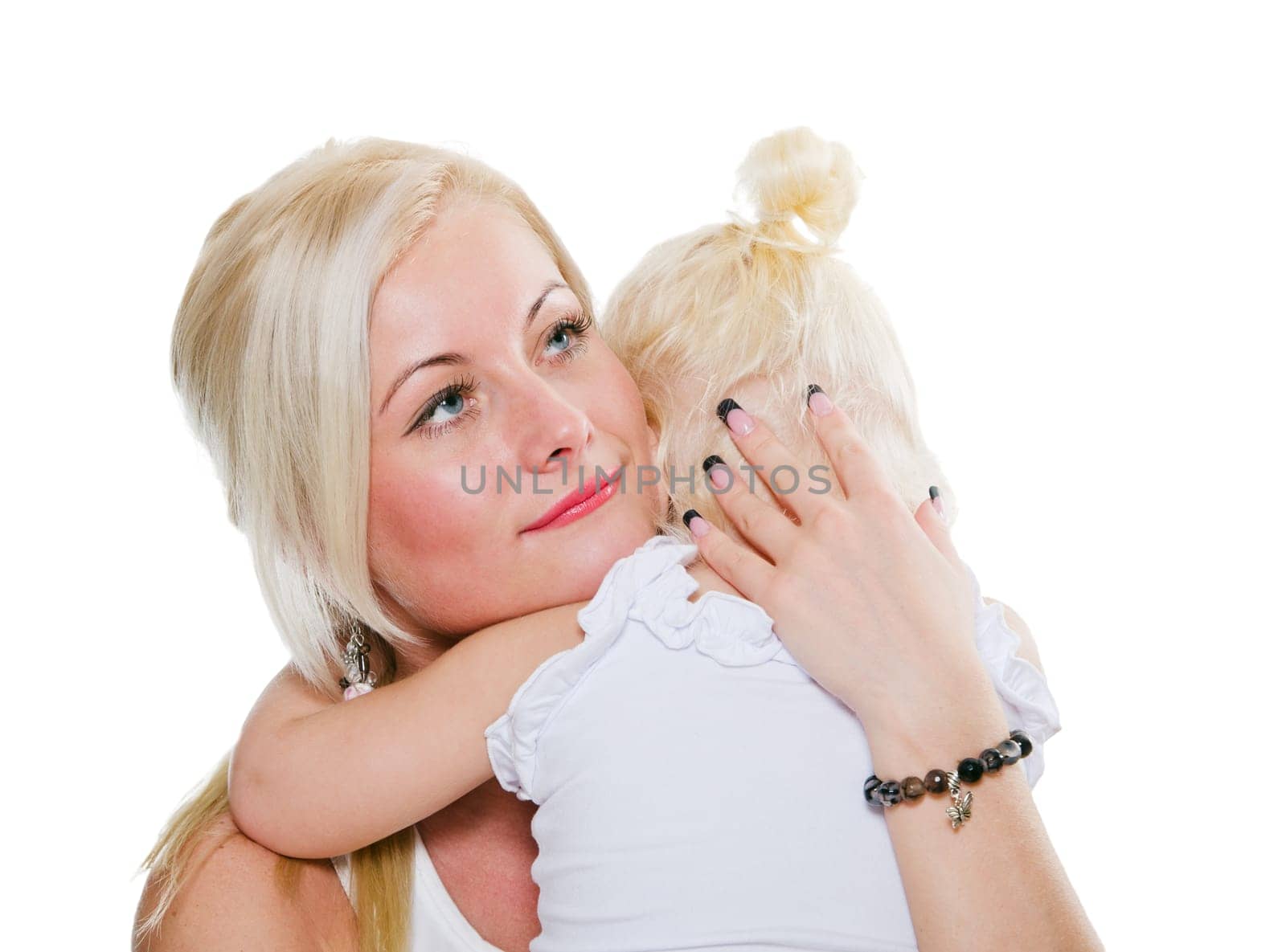 Mum calms a small daughter