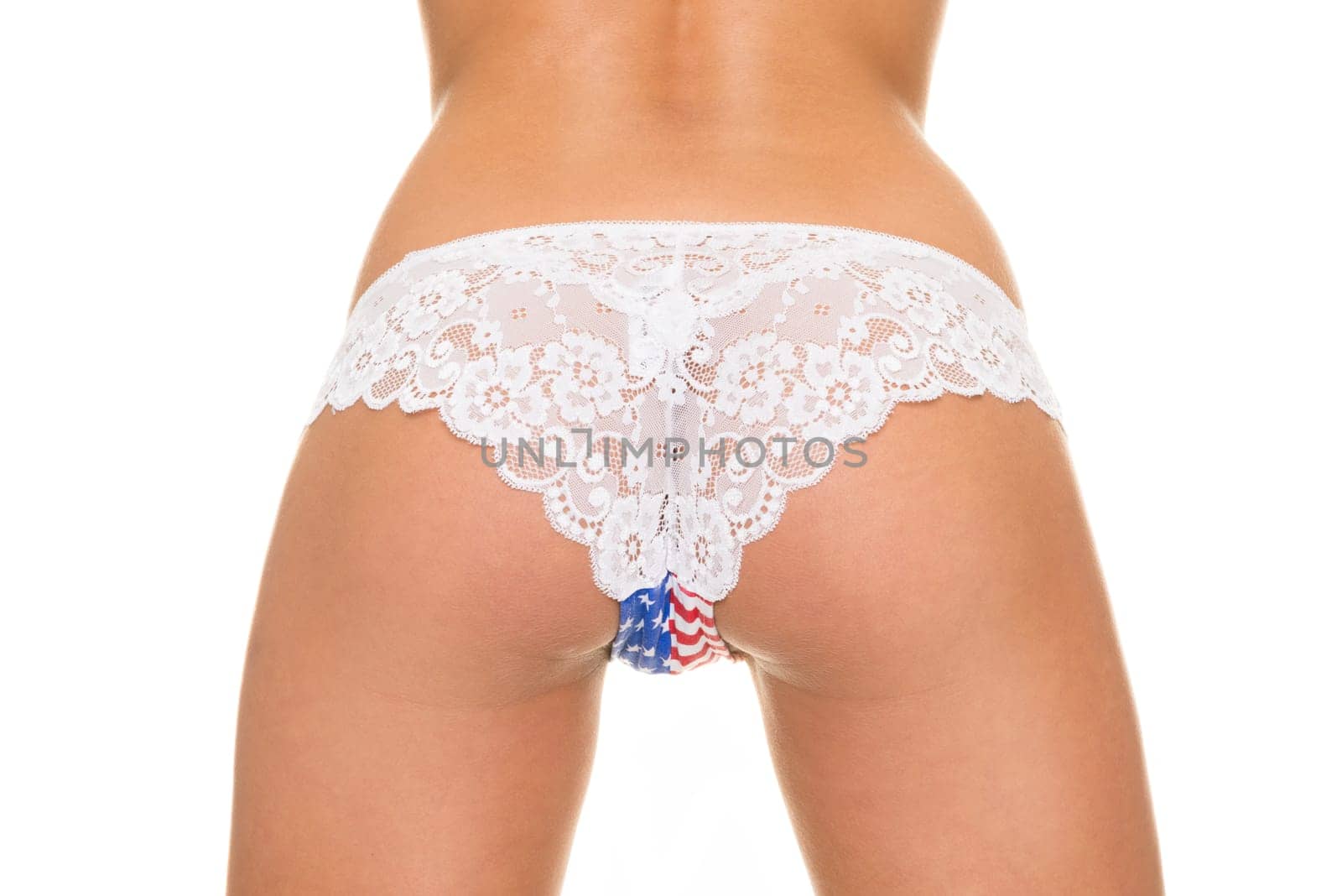 Young woman in underwear from behind
