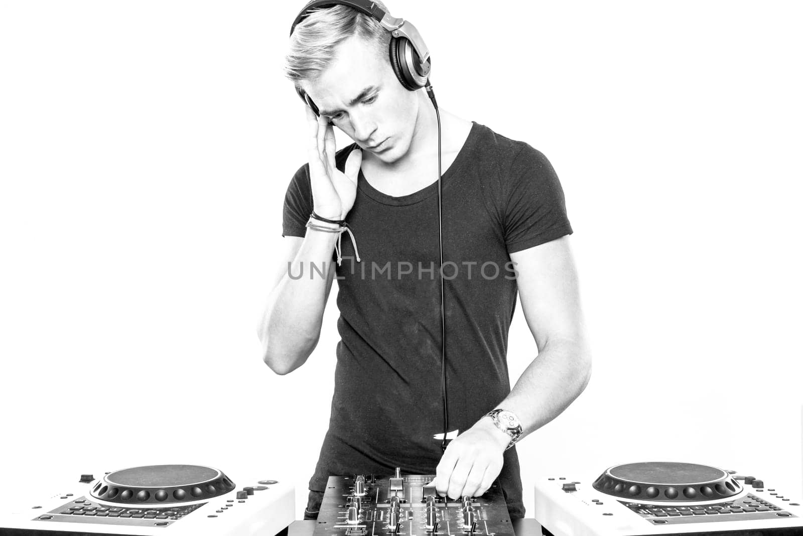 Disc jockey at work