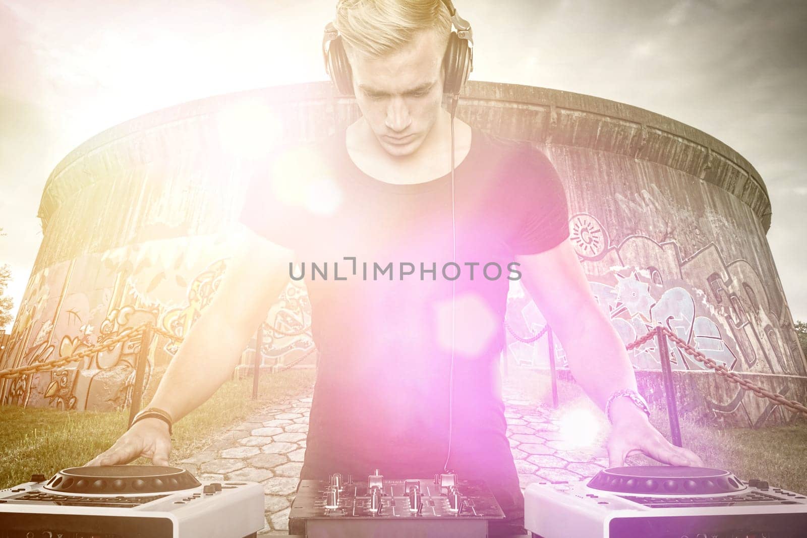 Disc jockey at work