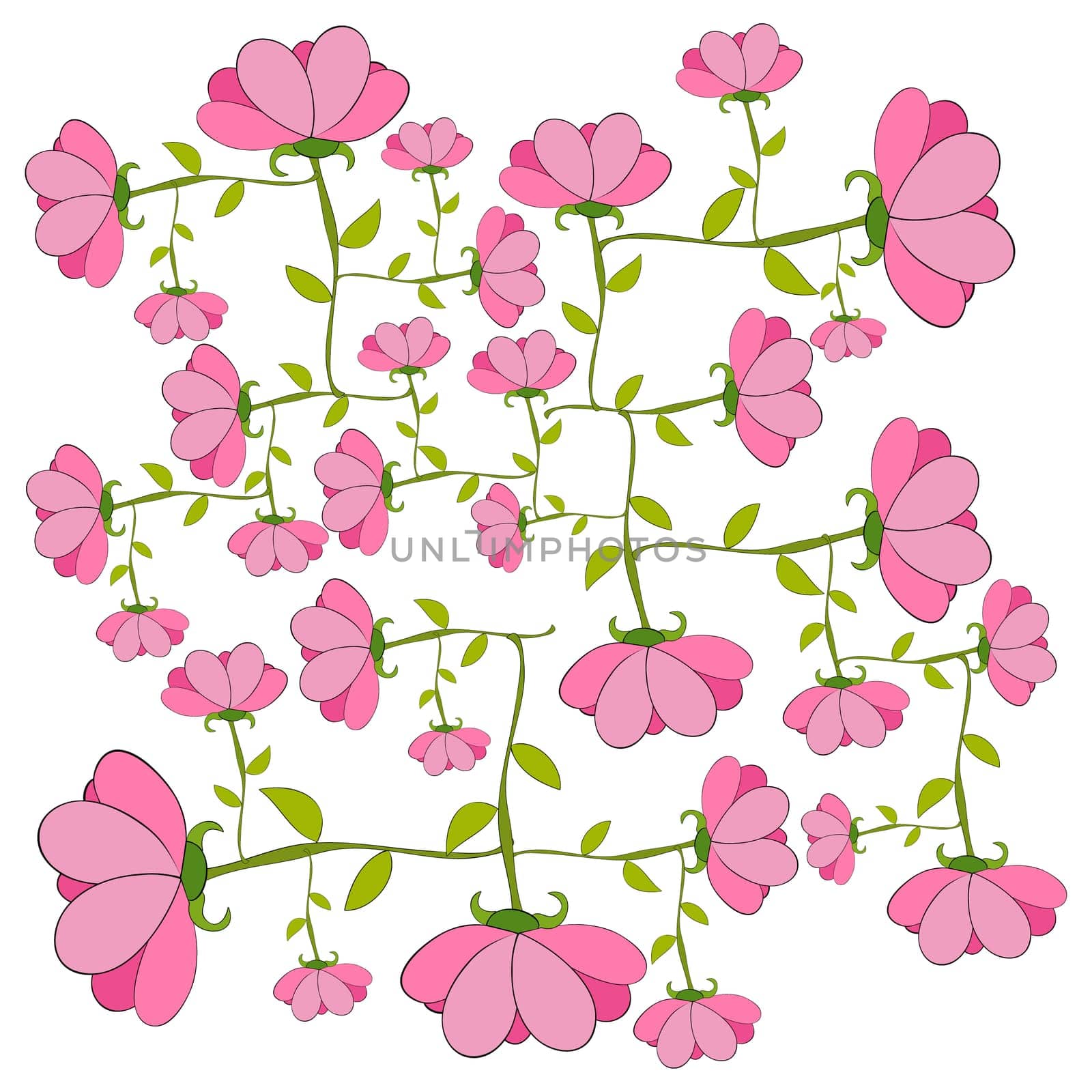 Pink spring flowers isolated. Vector file layered for easy manipulation and custom coloring.