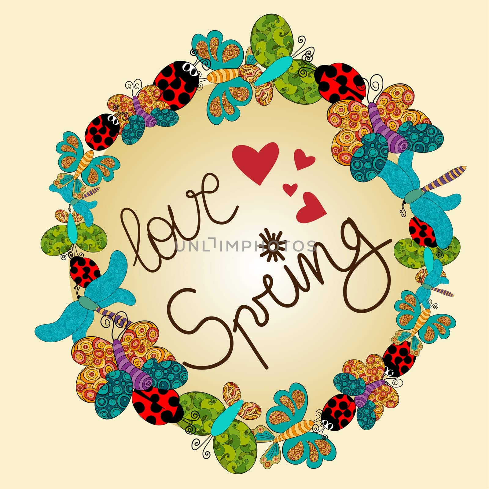Spring love composition with vibrant colors elements. Vector file layered for easy manipulation and custom coloring.