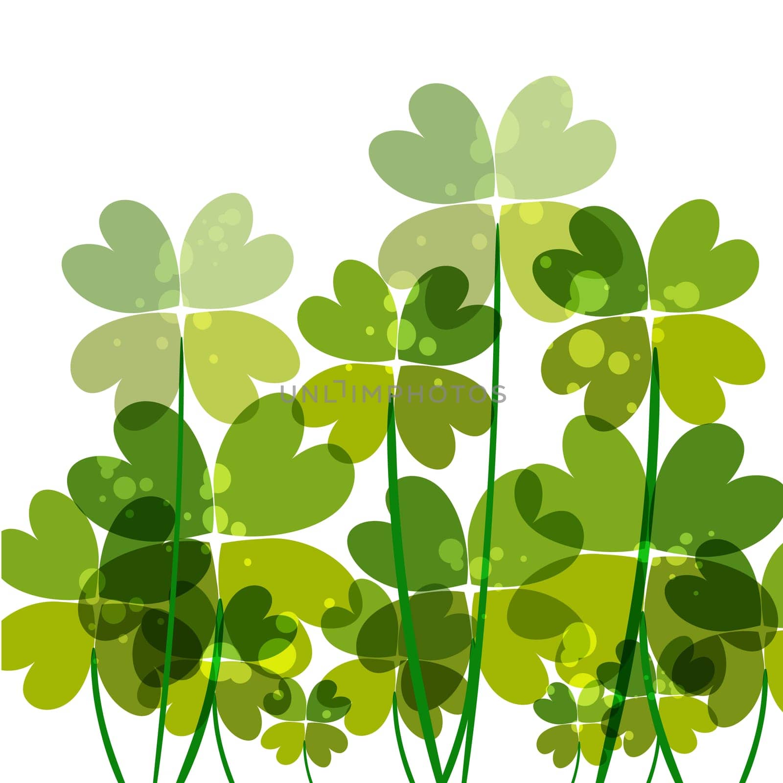 Contemporary transparent clovers isolated. EPS10 file version. This illustration contains transparencies and is layered for easy manipulation and customization.