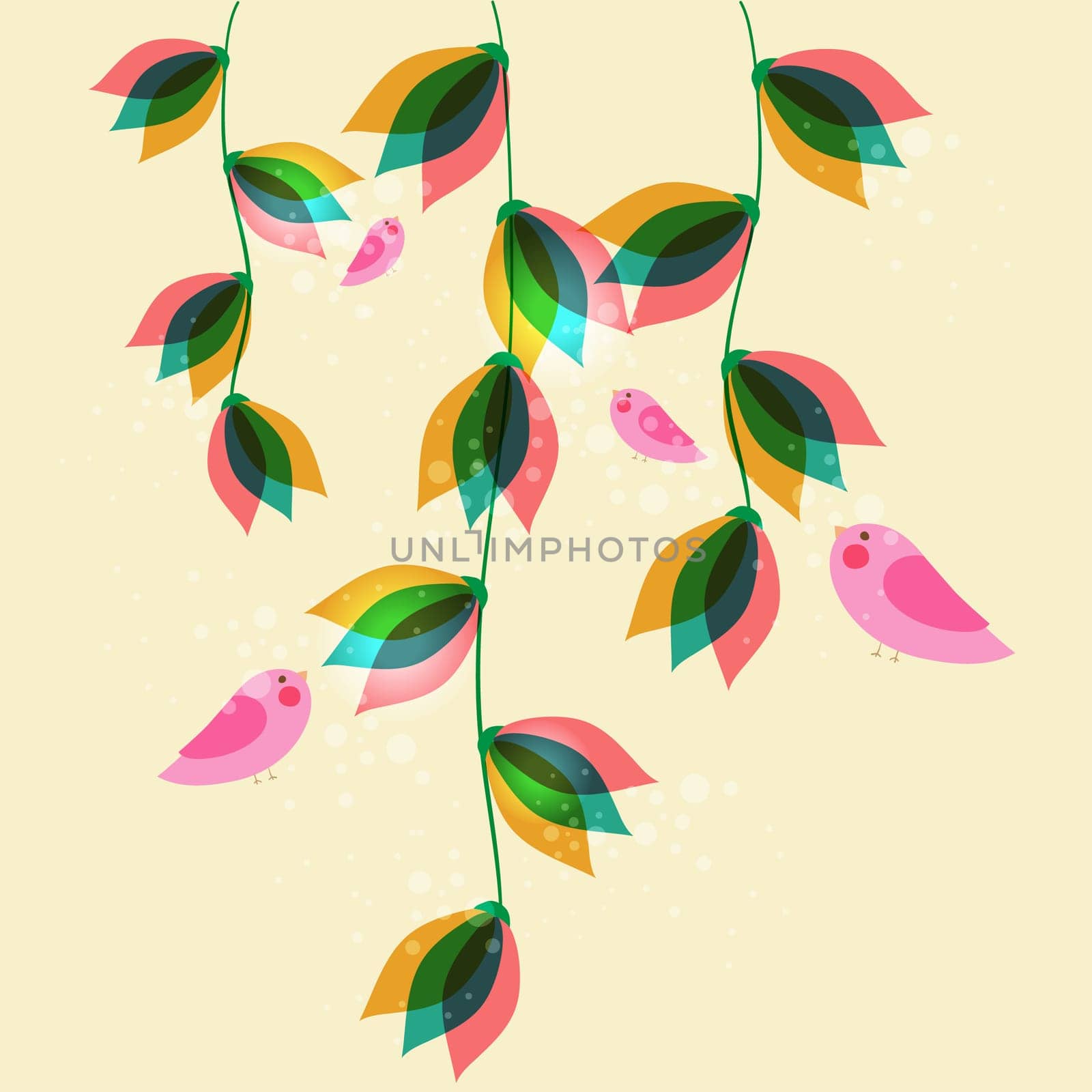 Spring time contemporary transparent flowers background. EPS10 file version. This illustration contains transparencies and is layered for easy manipulation and customization.
