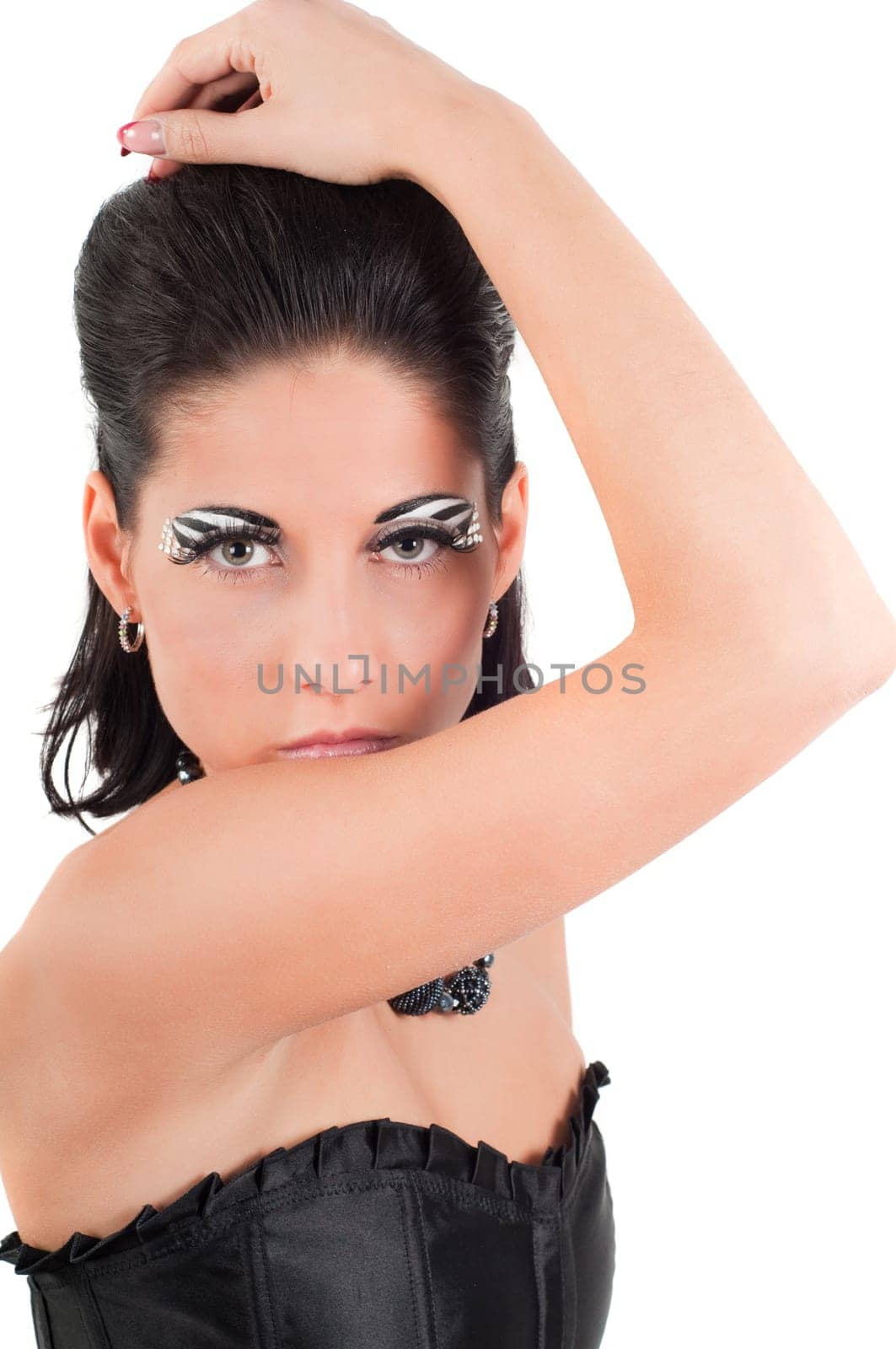 Closeup fashion woman with b/w face art