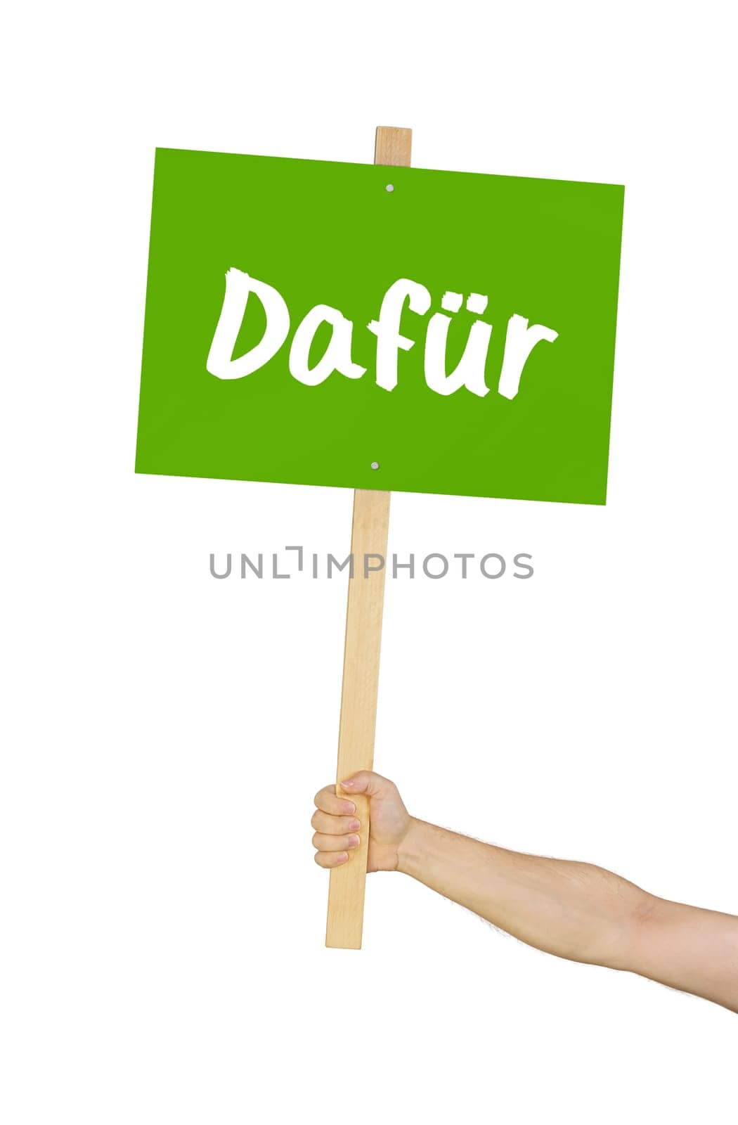 Person holding sign that reads For
