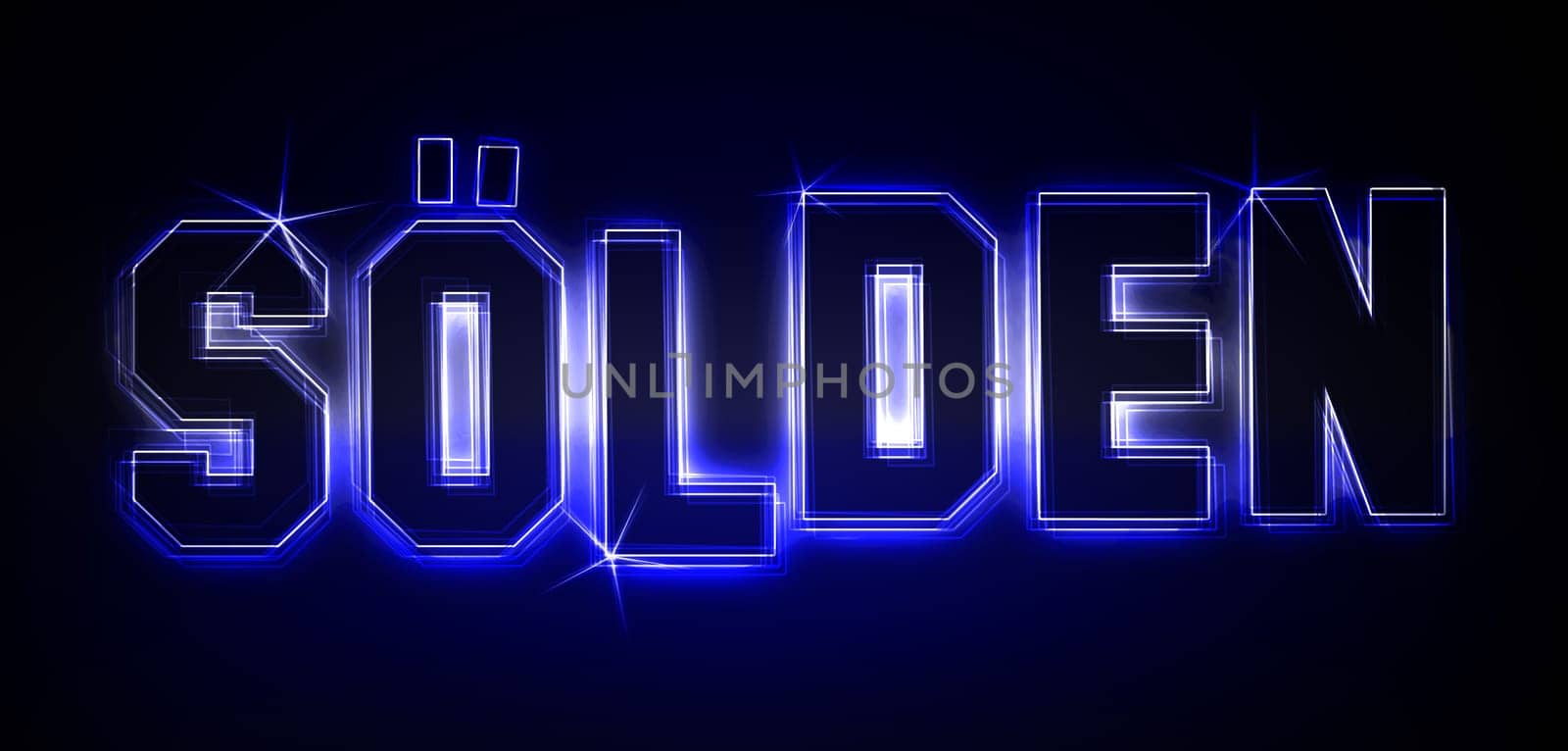 Sölden as an illustration in neon light style