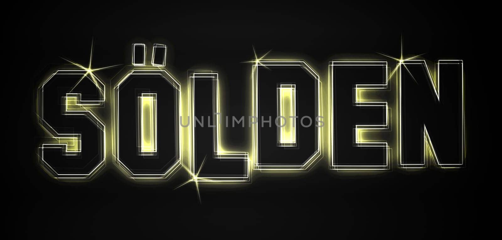 Sölden as an illustration in neon light style