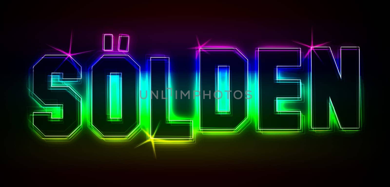 Sölden as an illustration in neon light style