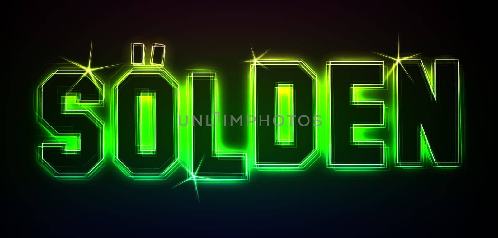 Sölden as an illustration in neon light style
