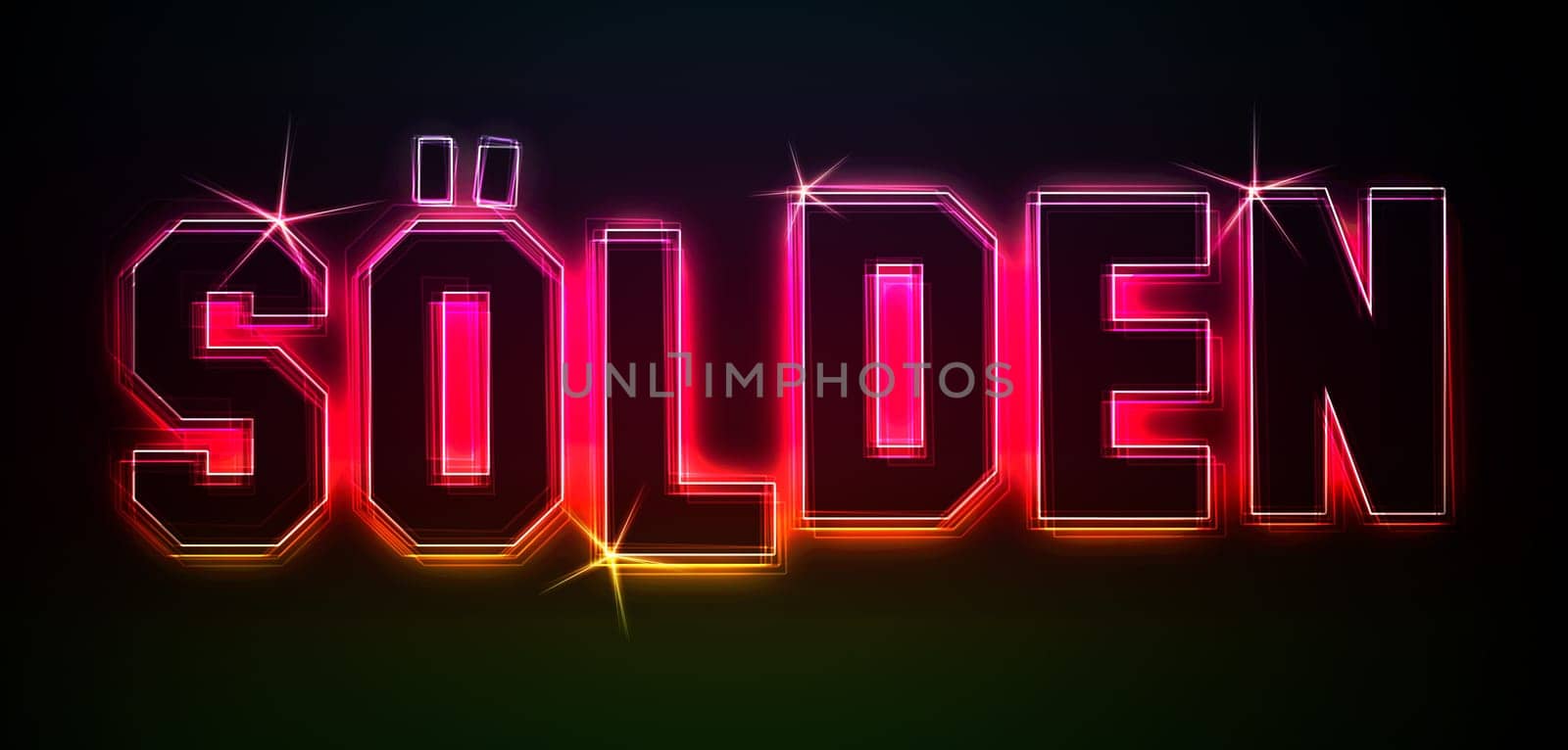 Sölden as an illustration in neon light style
