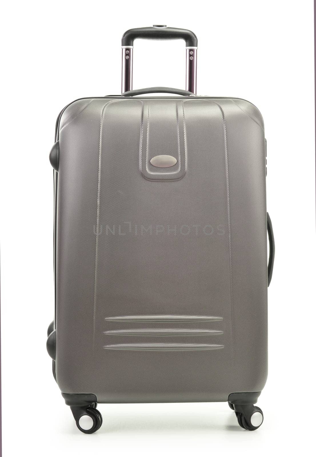 Large polycarbonate suitcase isolated on white