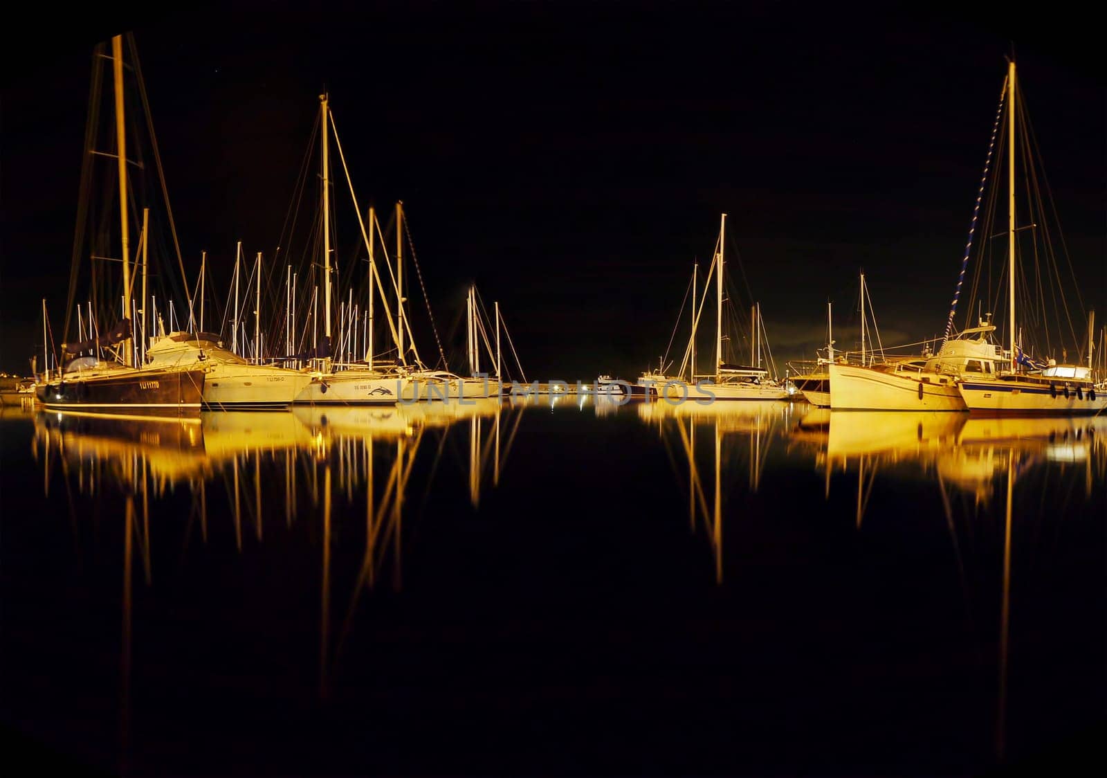 View of marina in a dark night