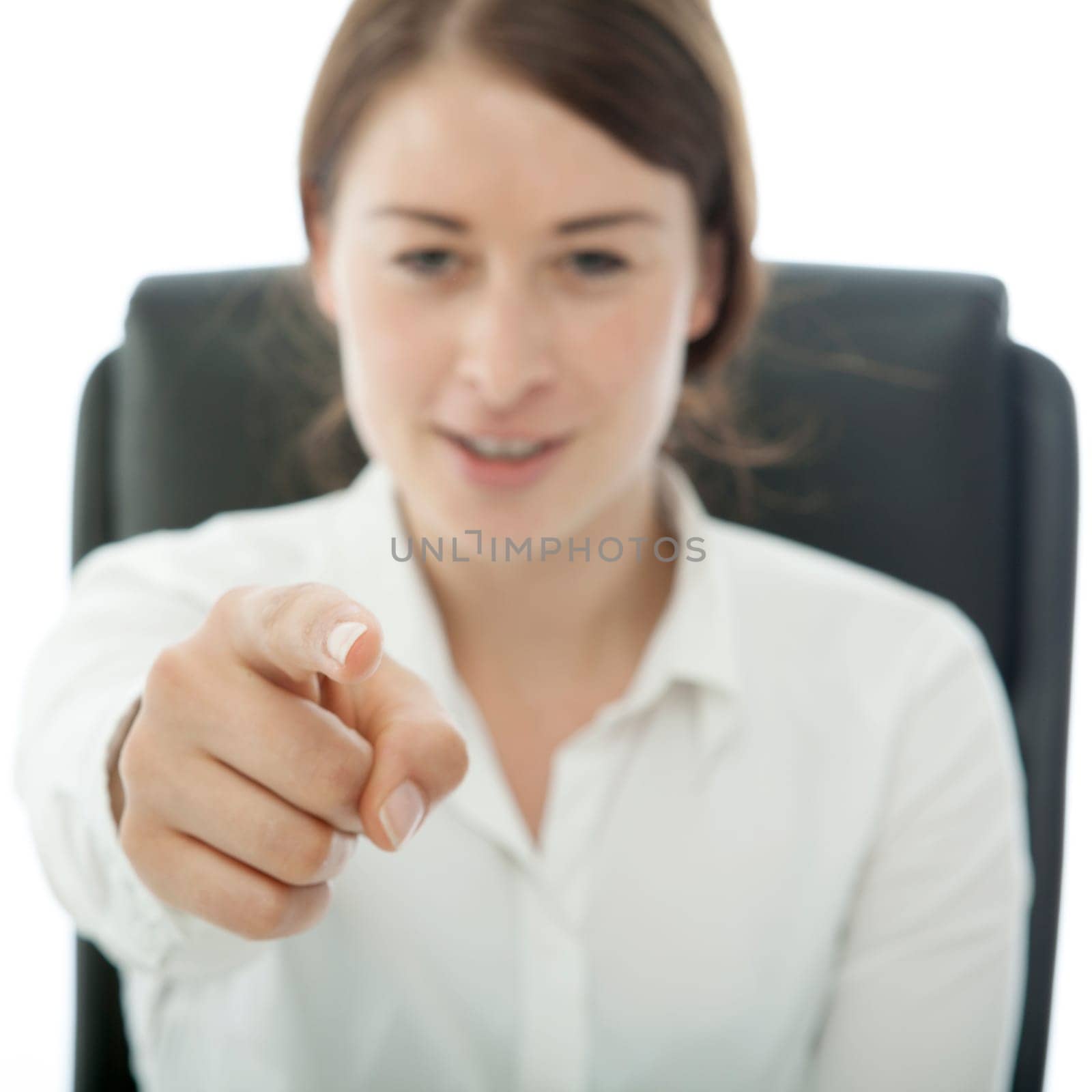 young brunette business woman want you sign