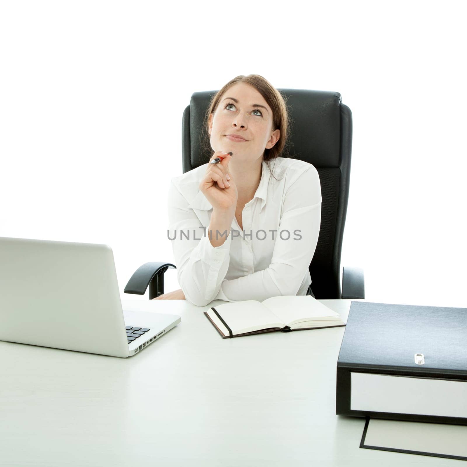 young business woman is thinking about idea