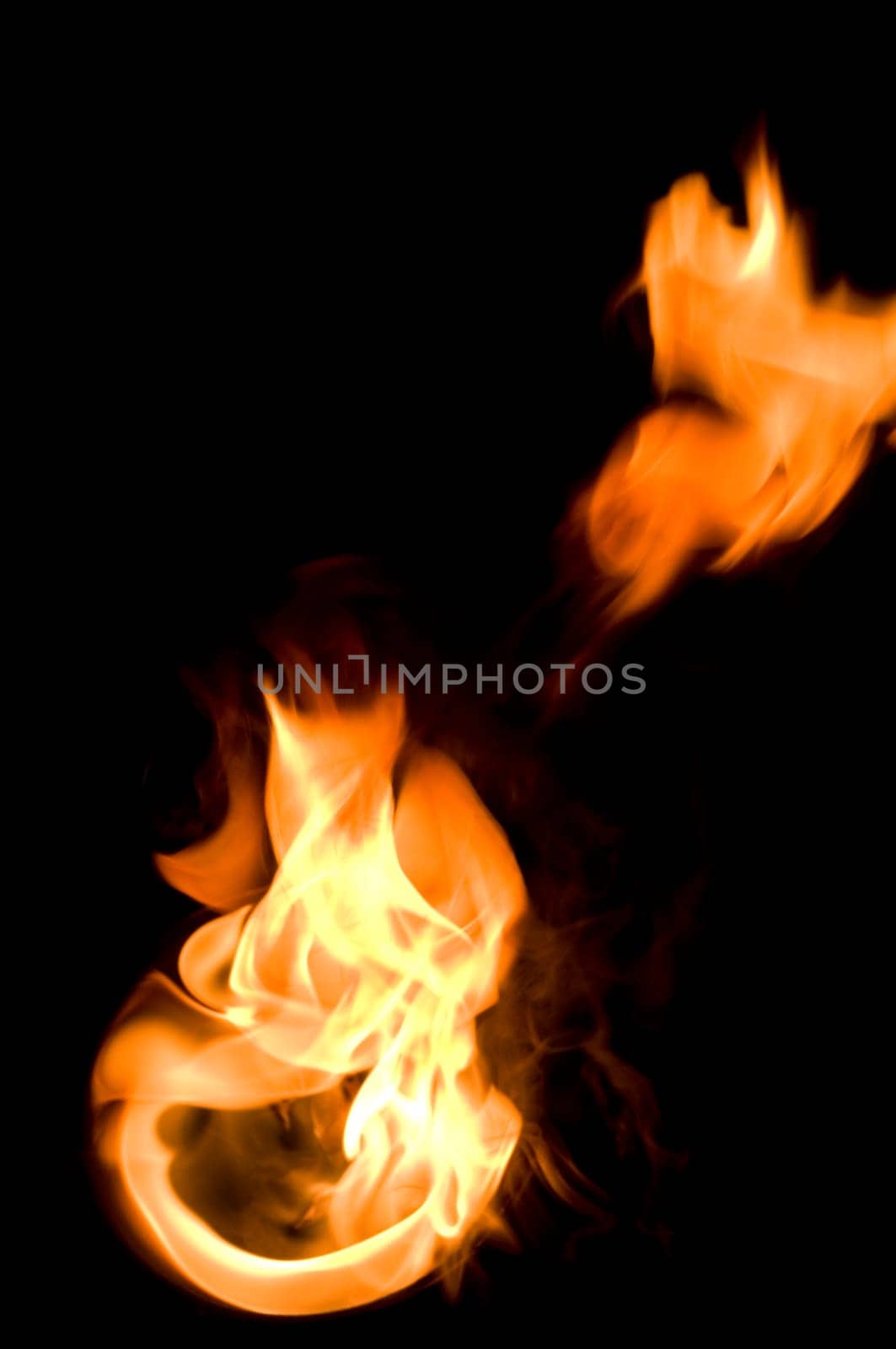 fire with a black background, abstract background.