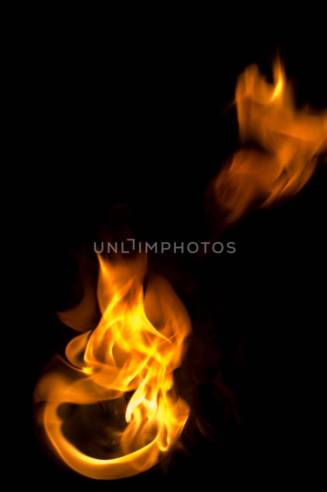 fire with a black background, abstract background.