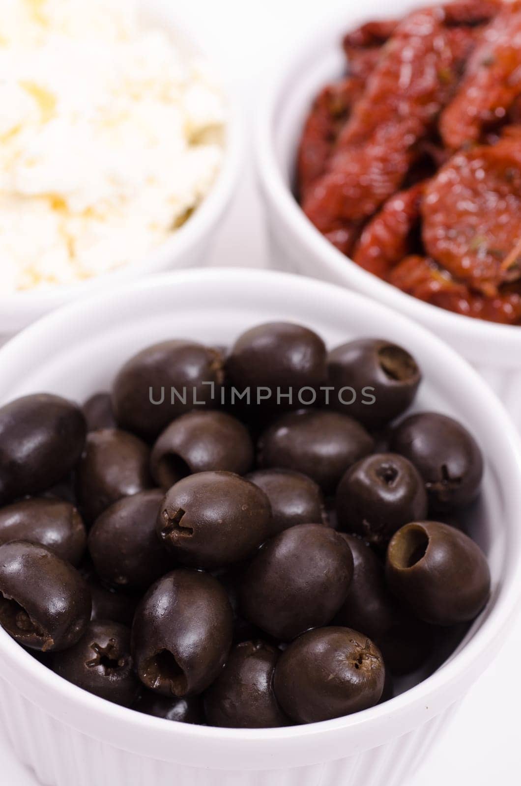 Pitted black olives in a bowl