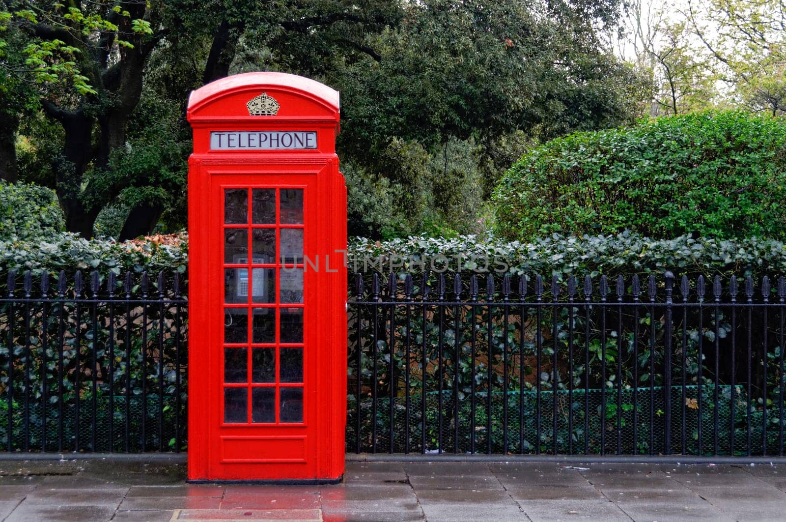 Traditional red telephone box, K2 model in London, England, UK