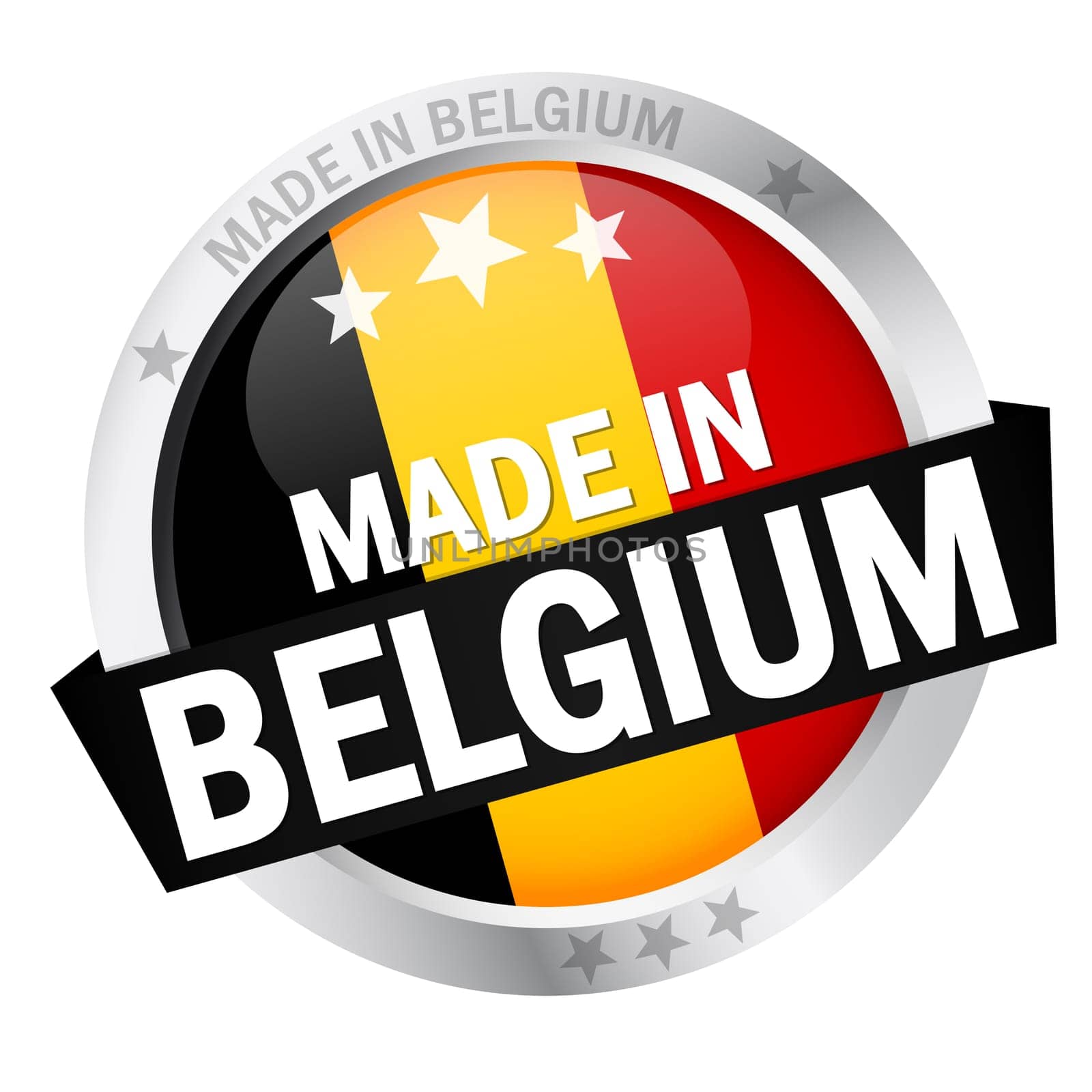 Button with banner " MADE IN BELGIUM """