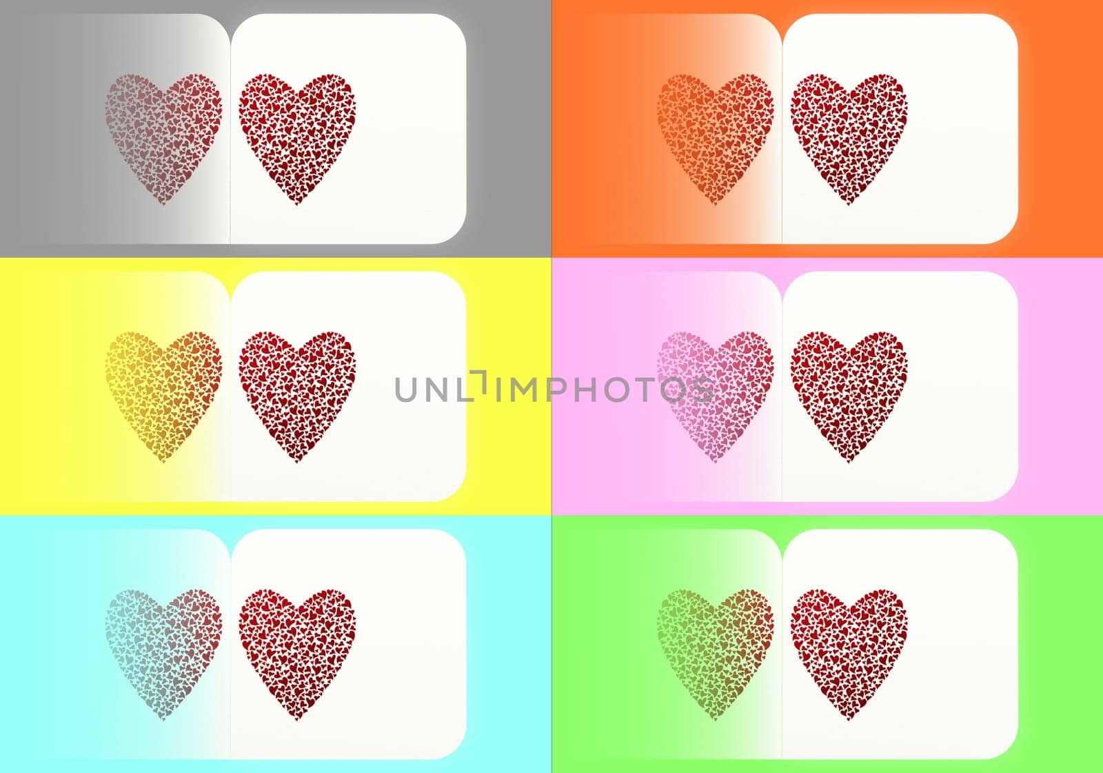 A lot of Hearts on colorful background
