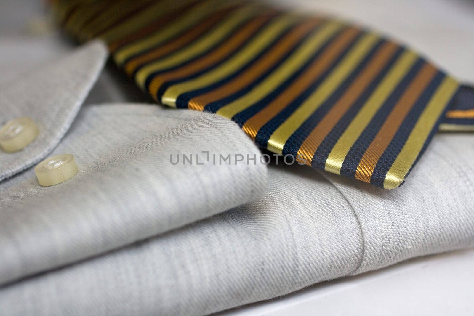 Photo of Striped necktie on shirt