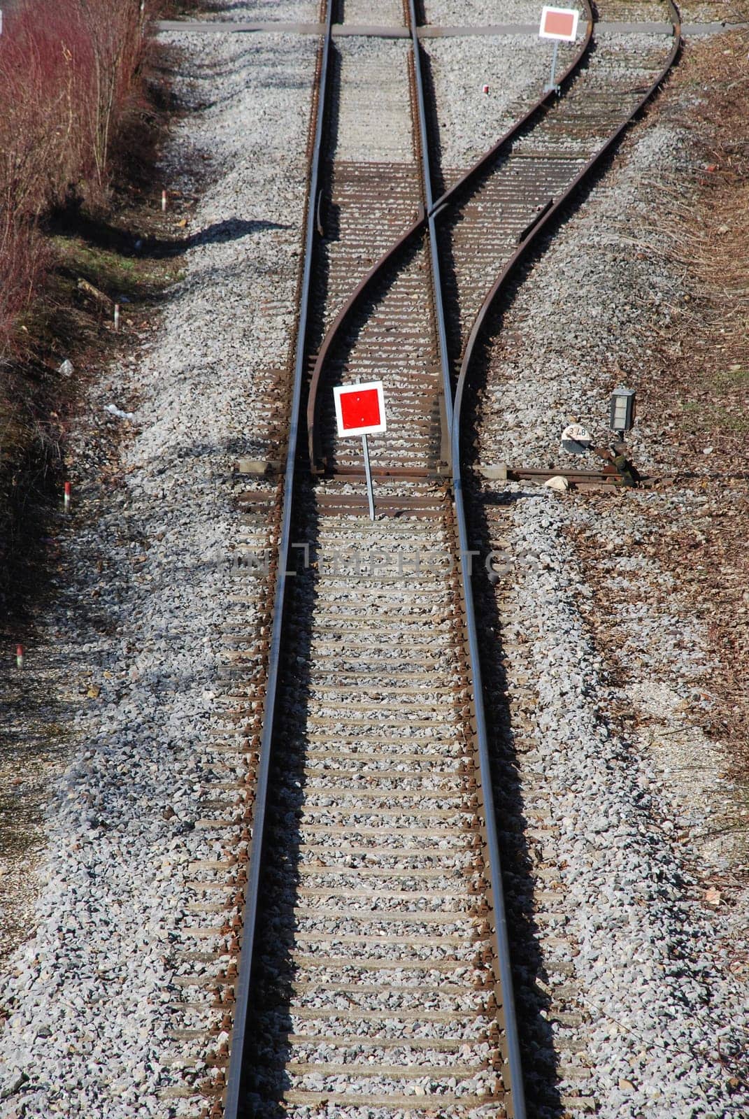 a train switch and a red train switch signal