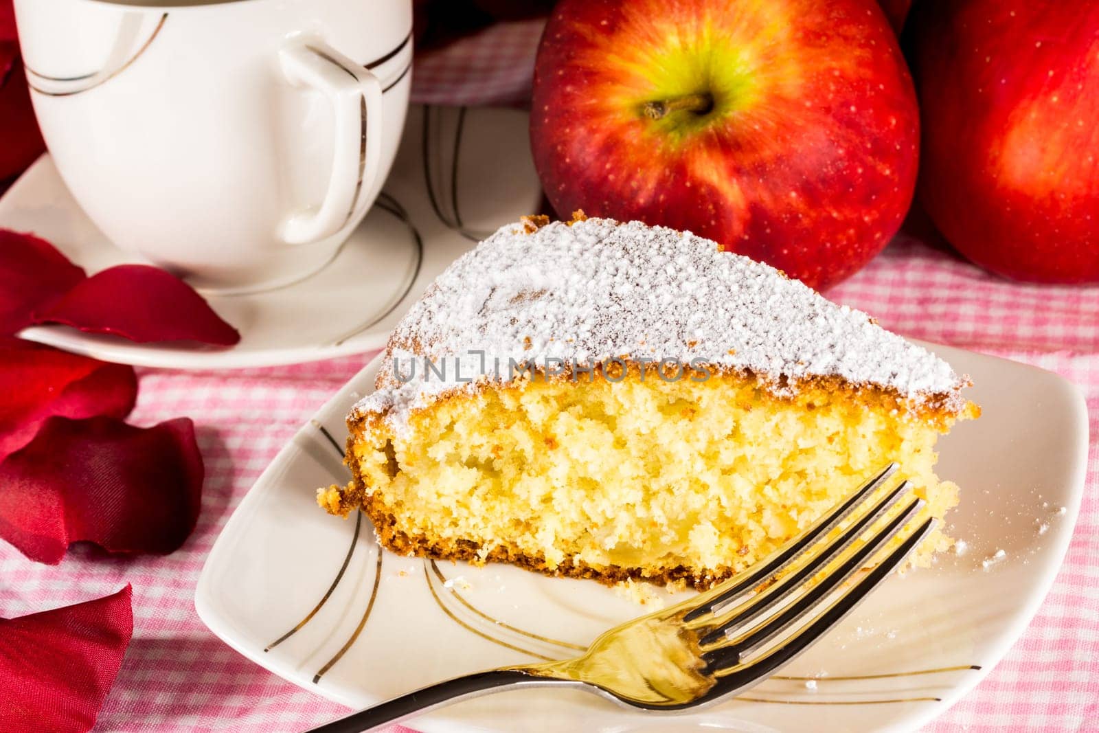 A slice of an apple pie