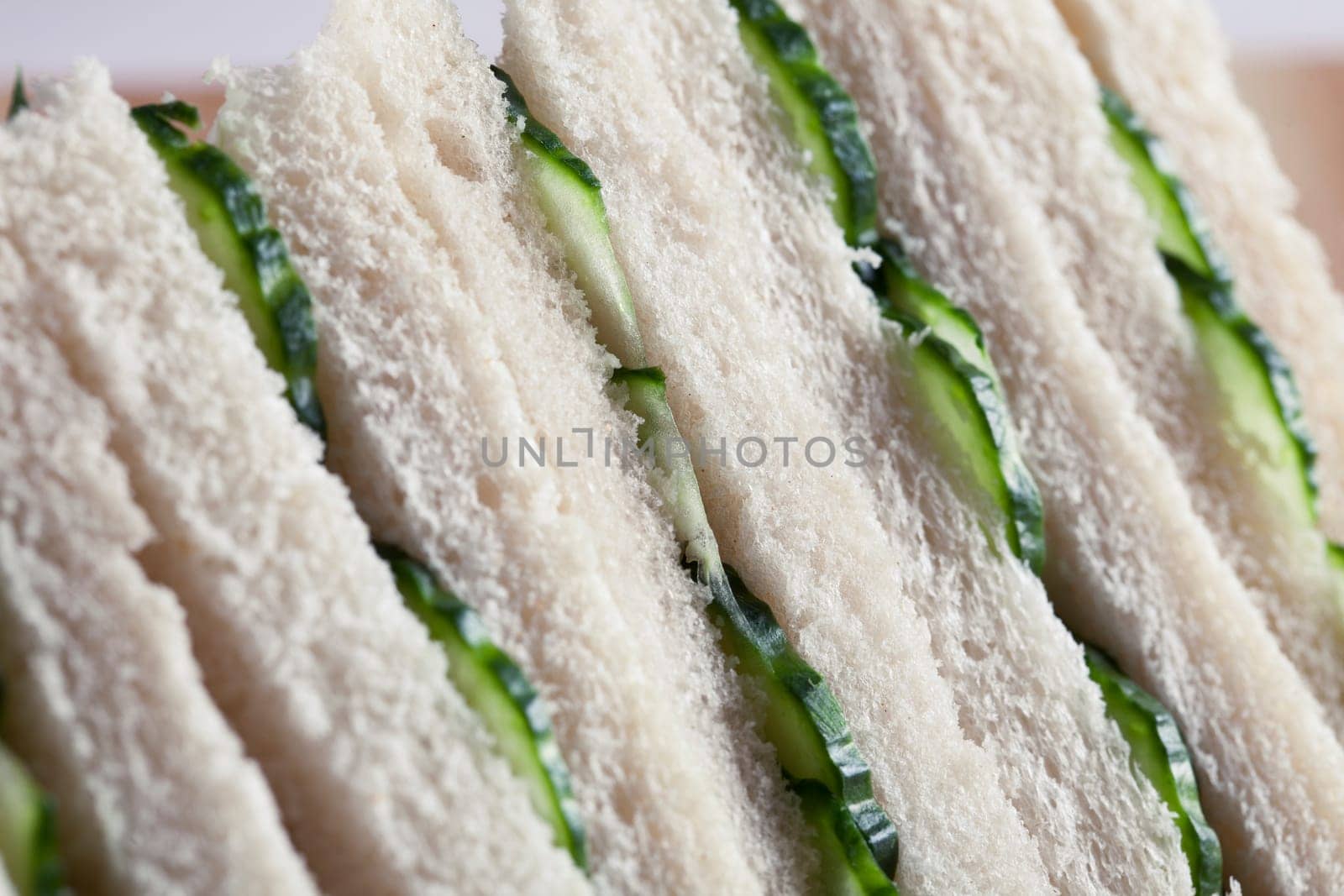 Close up of cucumber sandwiches served at afternoon tea