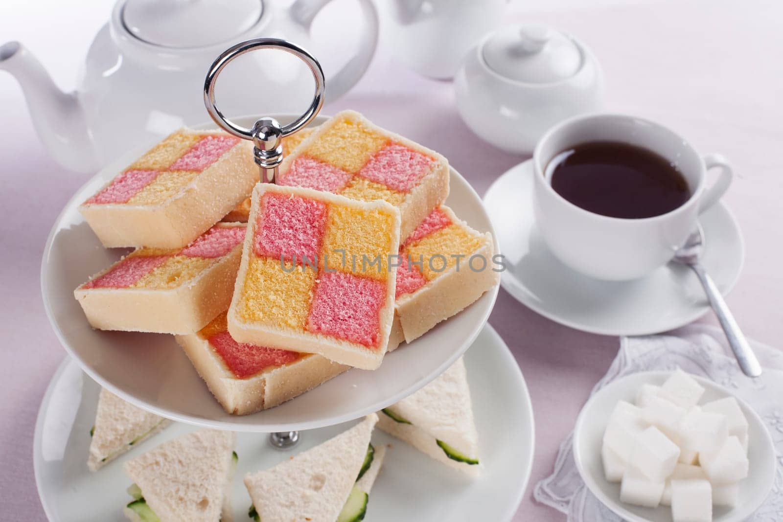 Battenburg cake for afternoon tea