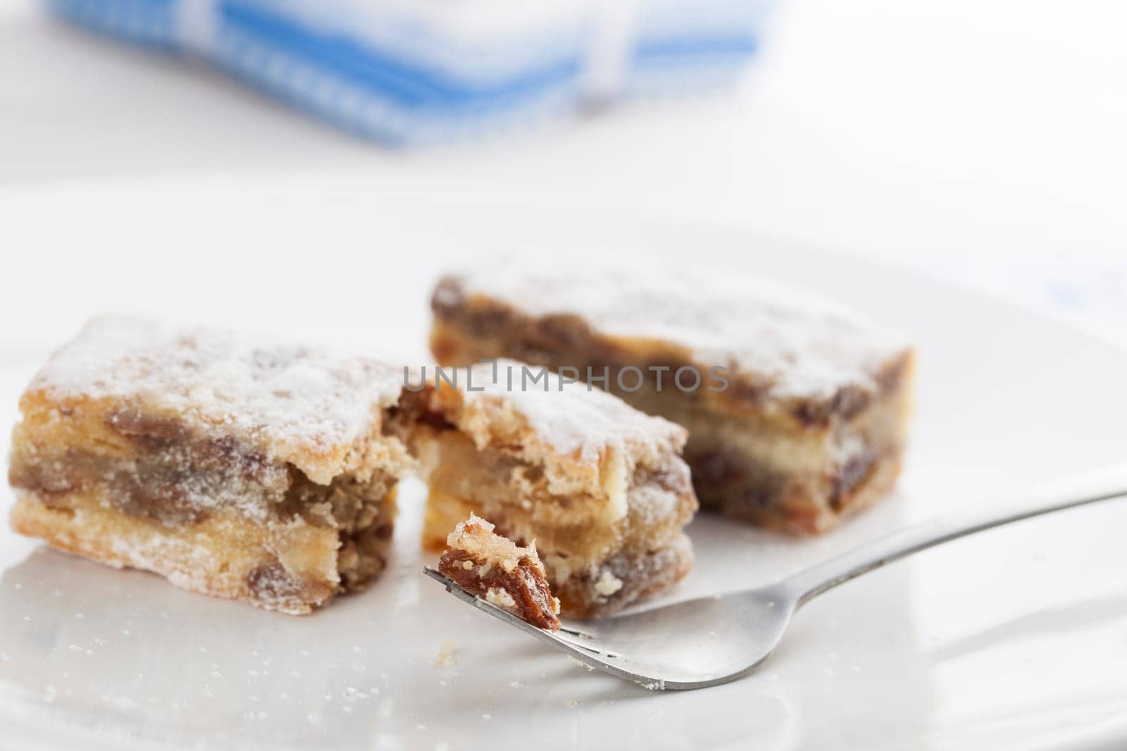 Rectagular slice of fruit cake