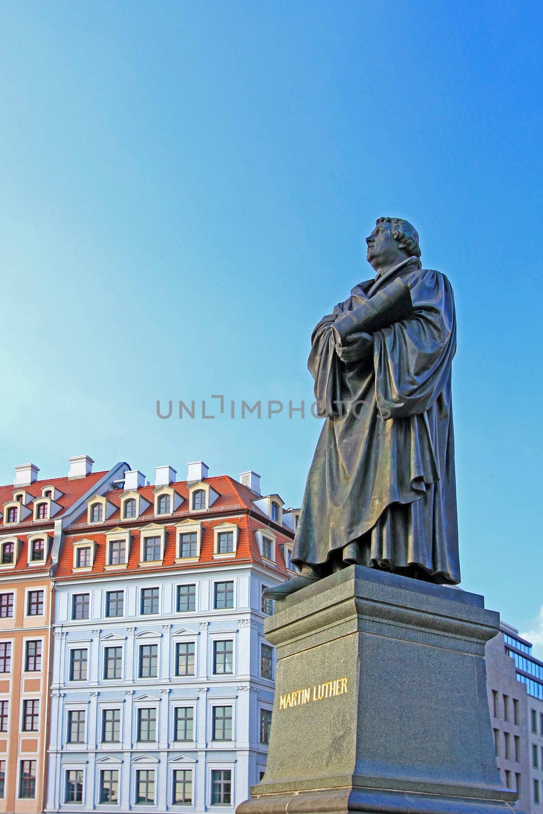 Martin Luther monument in front of the Frauenkirche in Dresden,Saxony,Germany