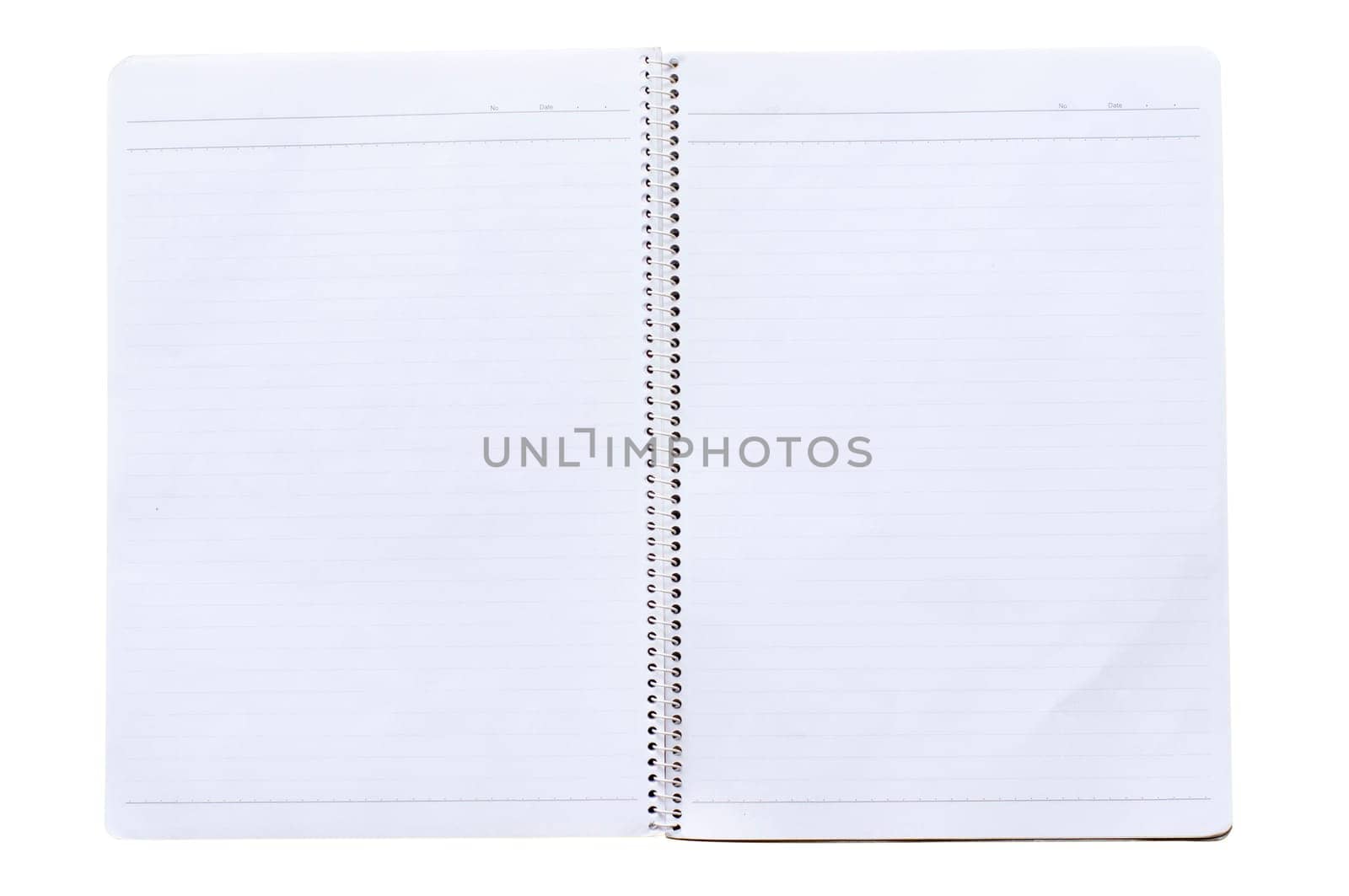 opened notebook with binder, isolated on white.