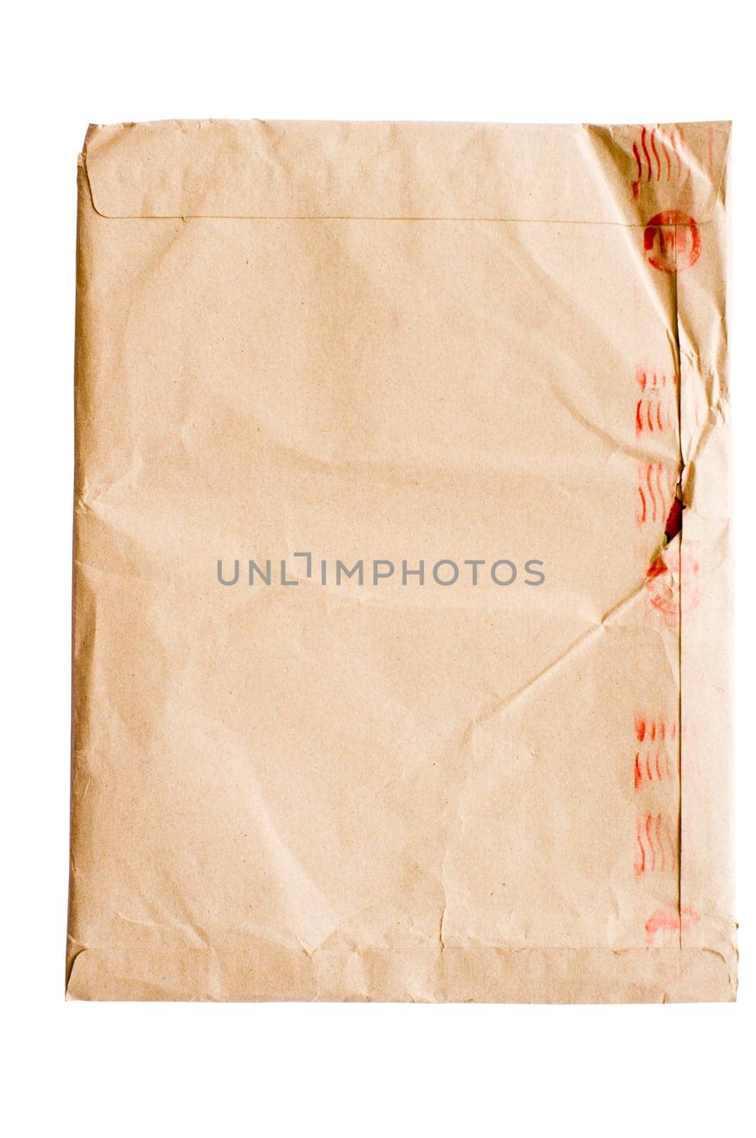 isolated crumpled envelope, with clipping path in jpg.