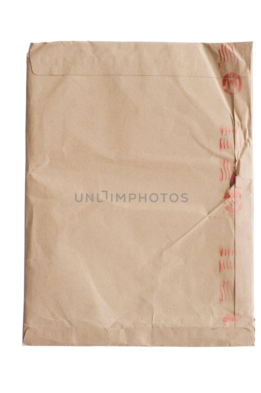 isolated crumpled envelope, with clipping path in jpg.