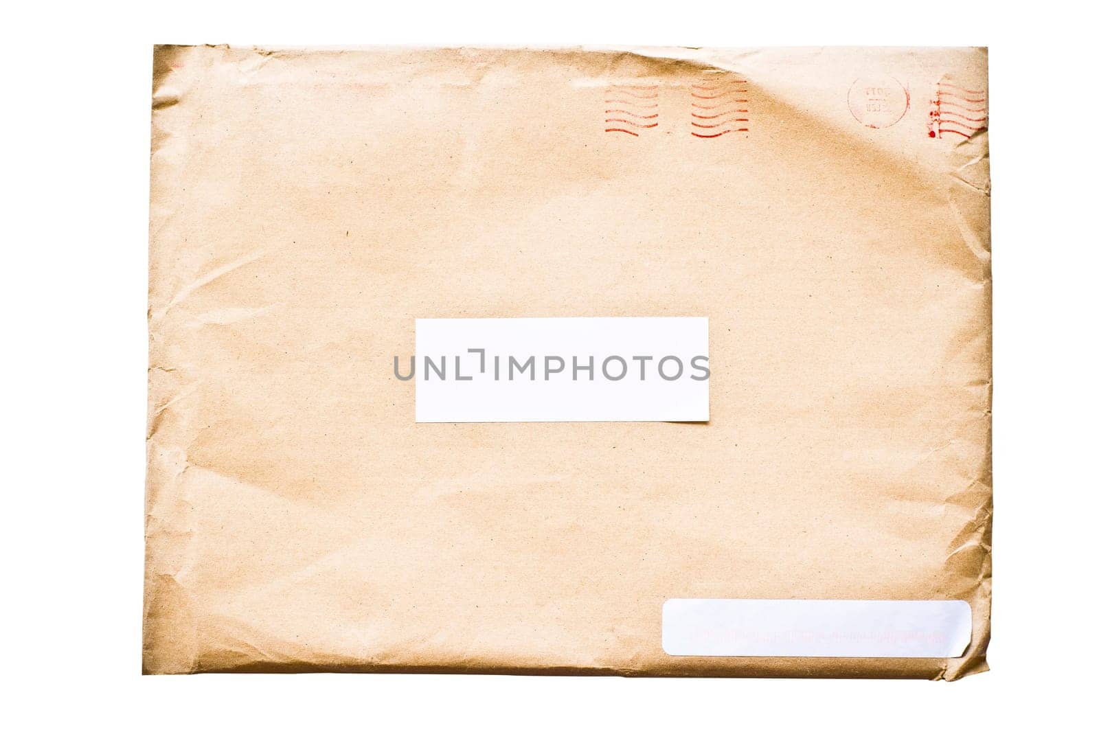 isolated crumpled envelope, with clipping path in jpg.