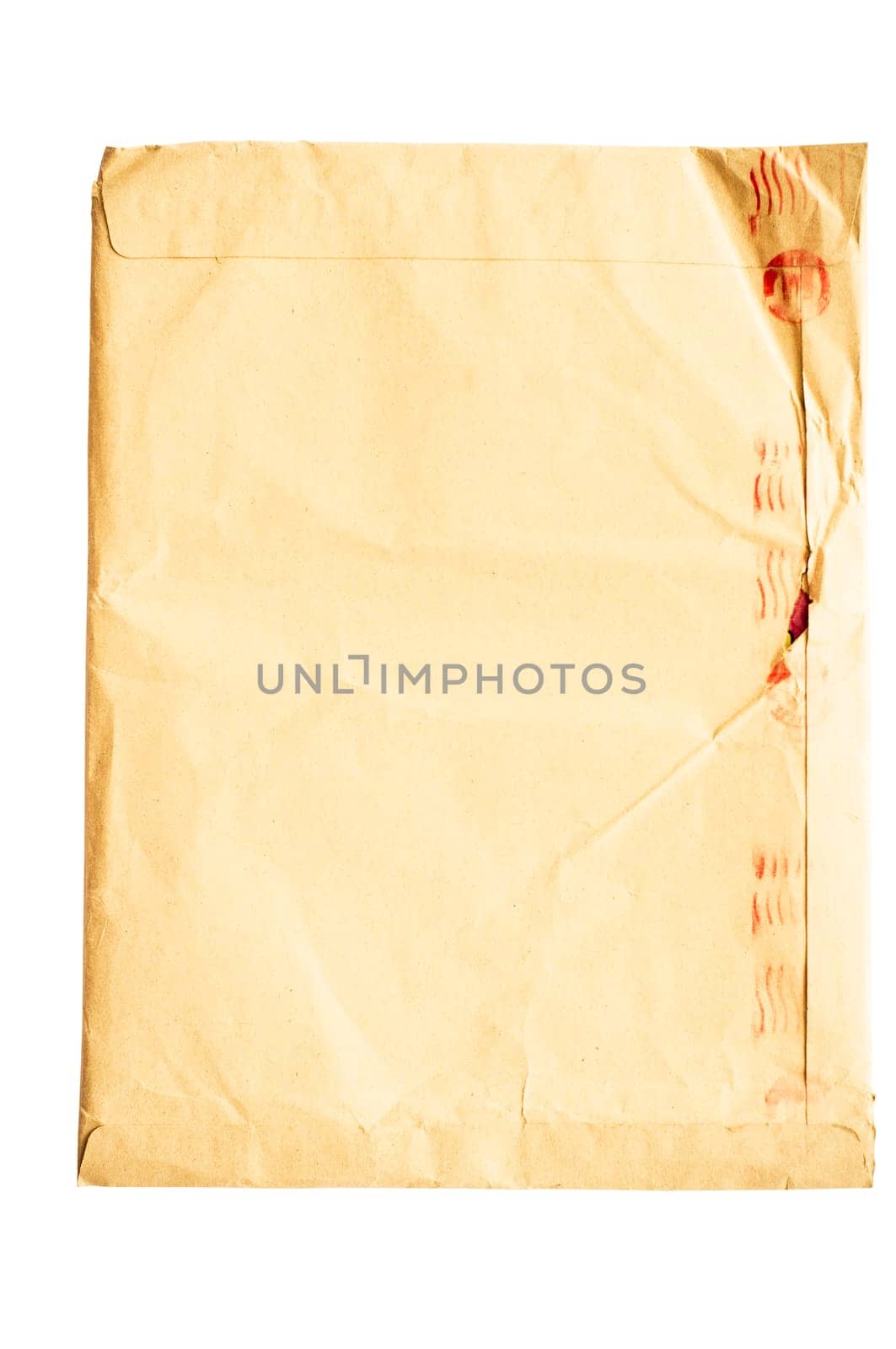 isolated crumpled envelope, with clipping path in jpg.