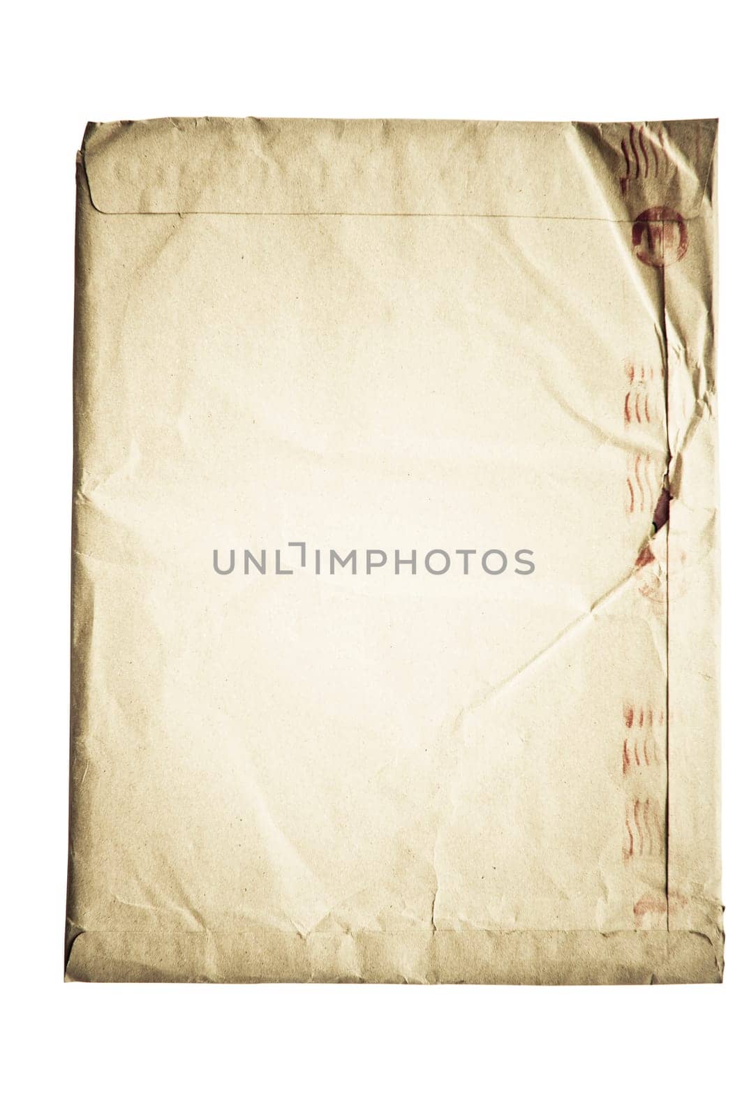 isolated crumpled envelope, with clipping path in jpg.