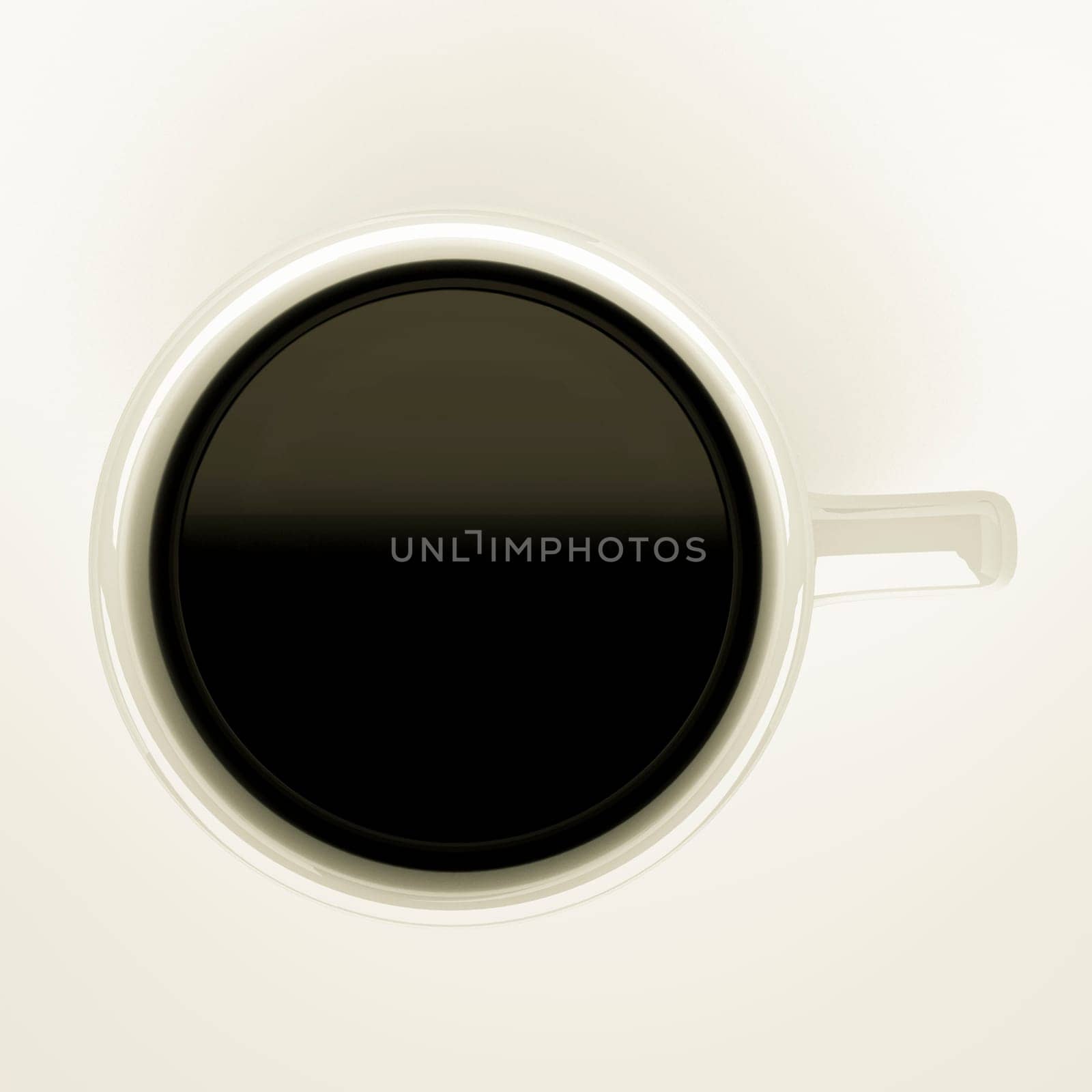 a top view of filled up coffee mug.