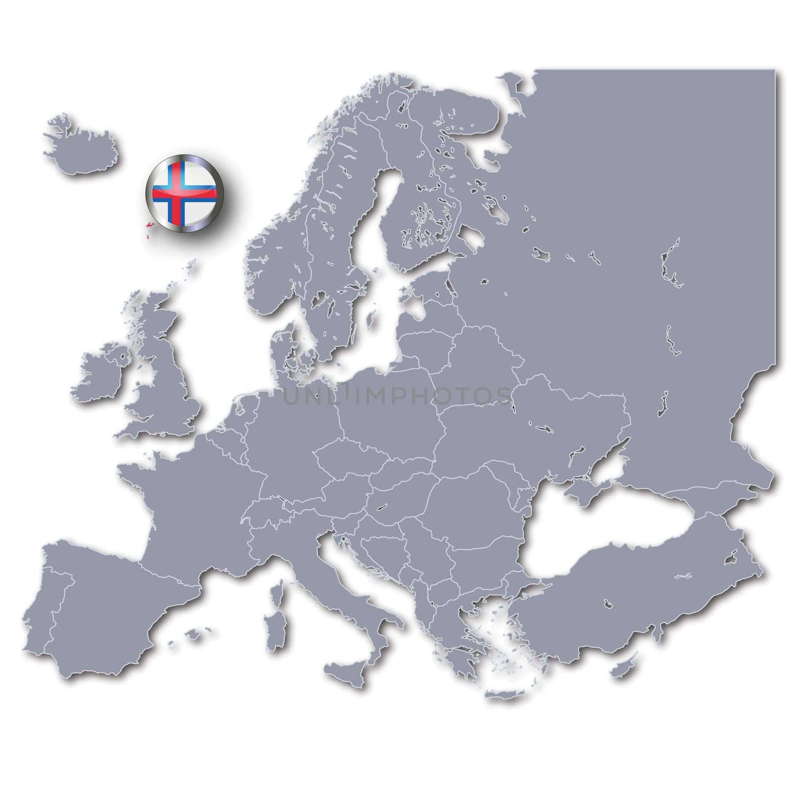 Map of Europe Faroe Islands