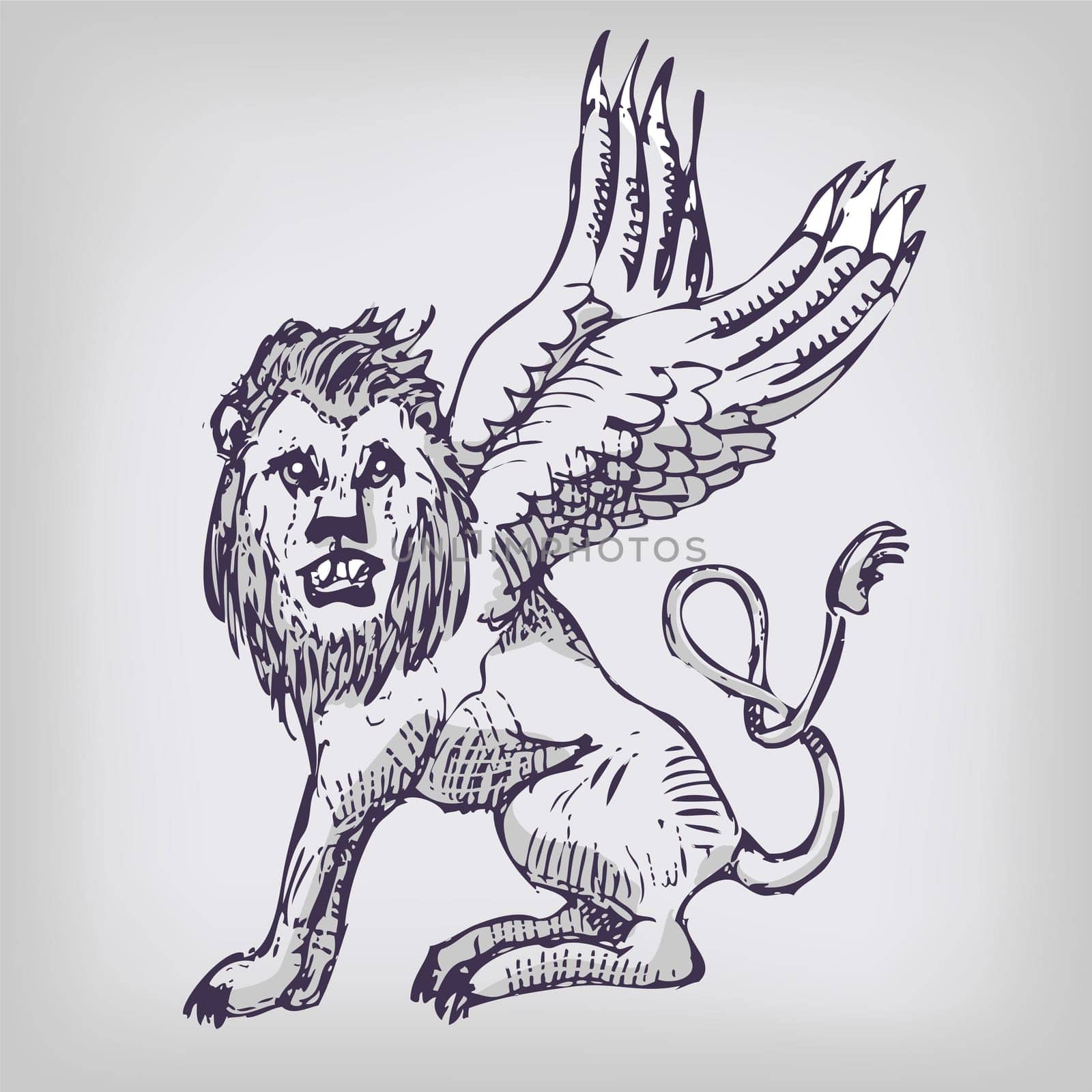 Drawing lion,wings,hybrid creatures,mythology,fantasy and chimera