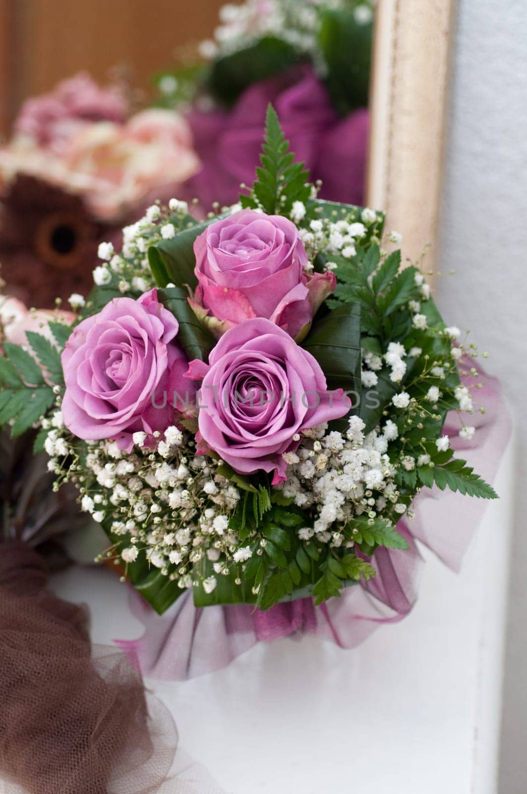 Beautiful wedding bouquet made from roses