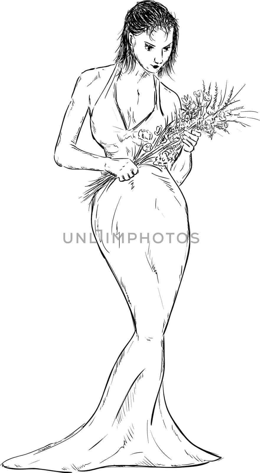 vector - women with flowers - isolated on background