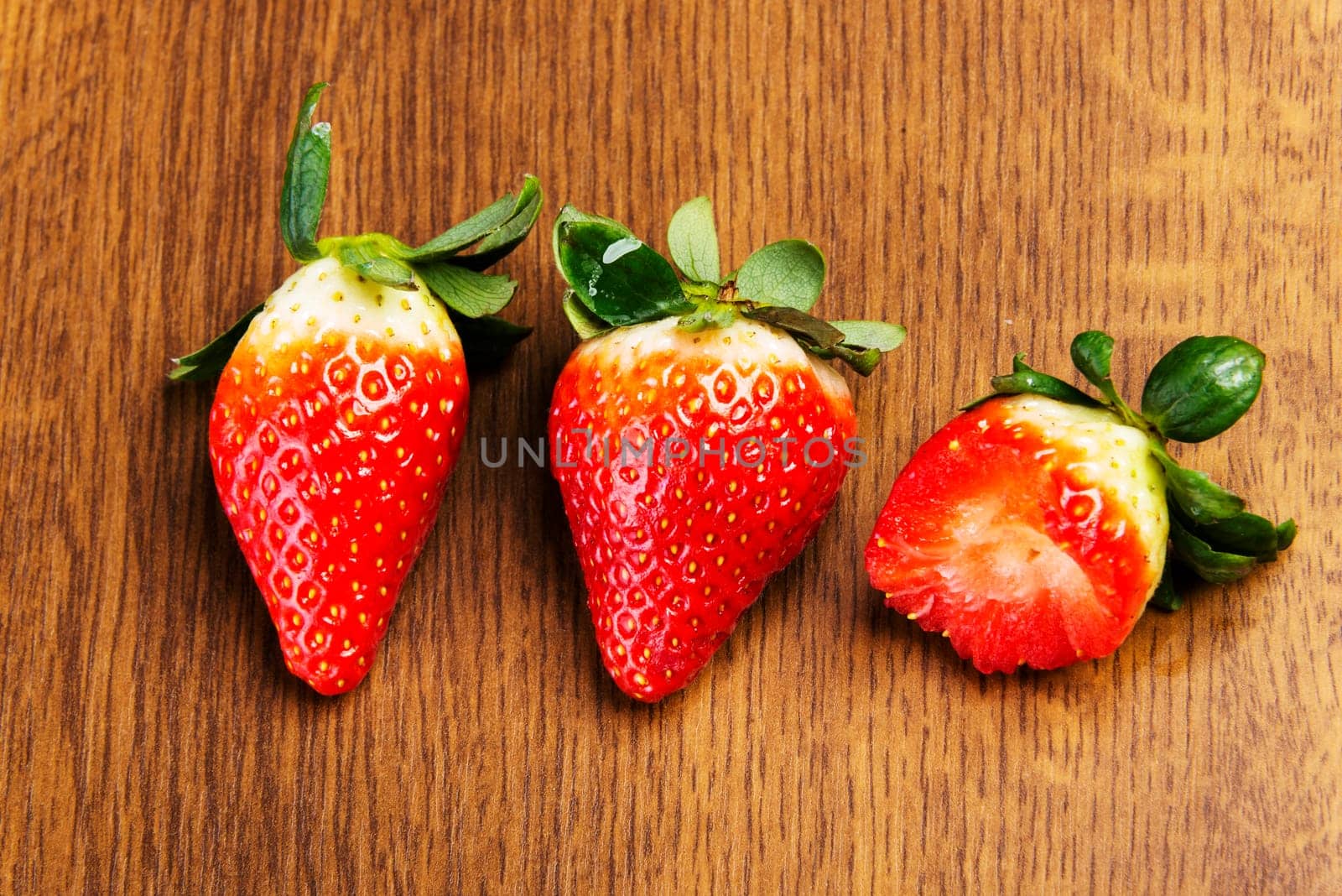 Fresh strawberries on table