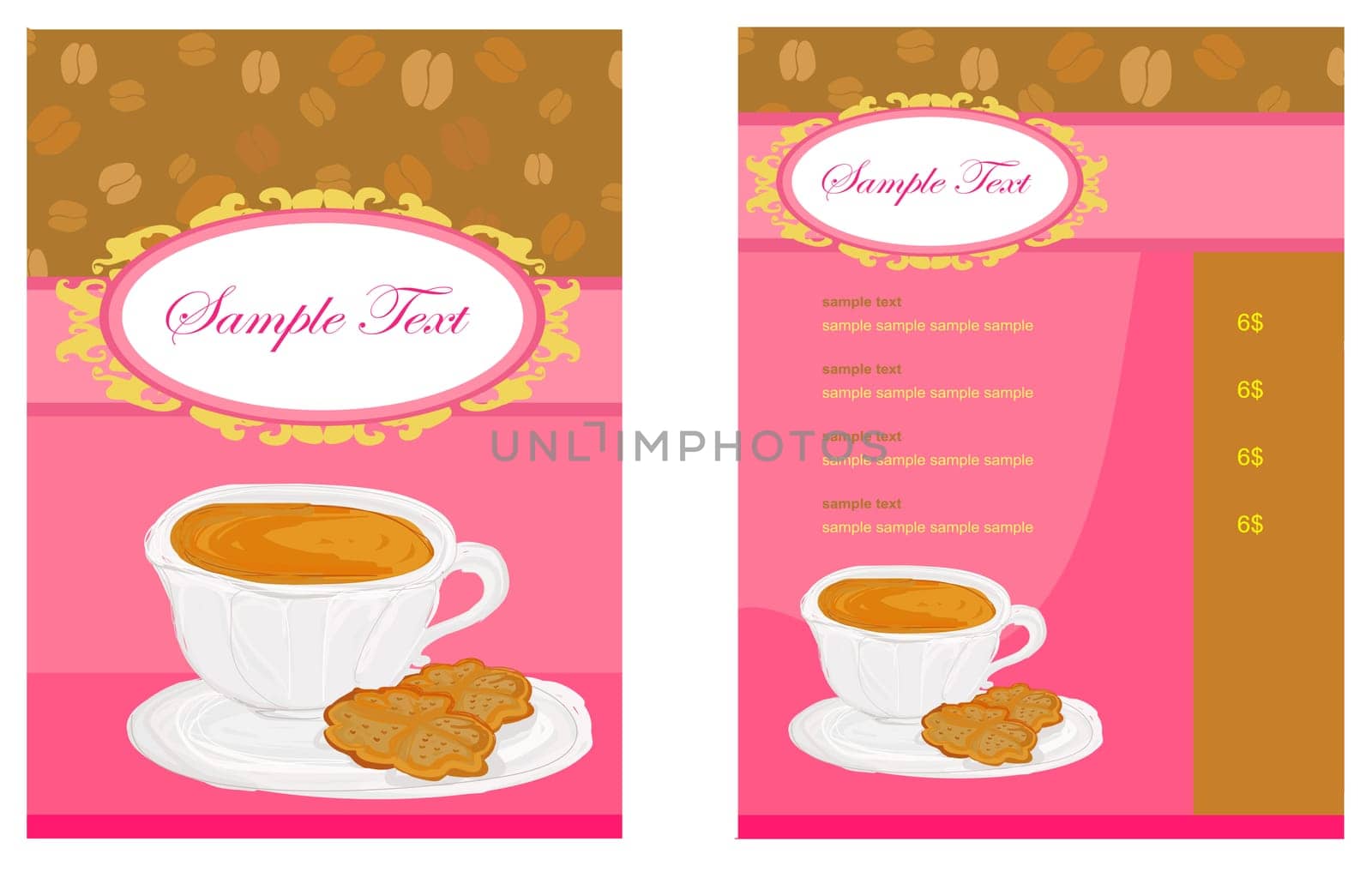 Cup of coffee with abstract design elements , menu set
